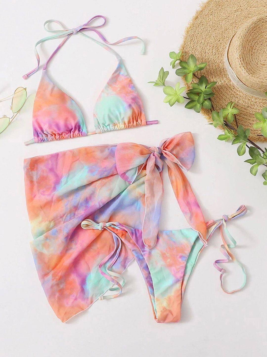 lulu & sky printed halter-neck bikini set