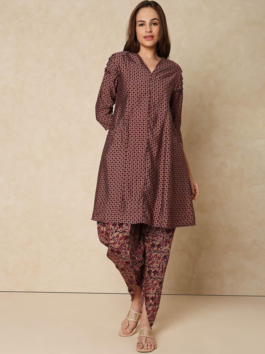 indifusion ethnic motifs printed kurta with trousers