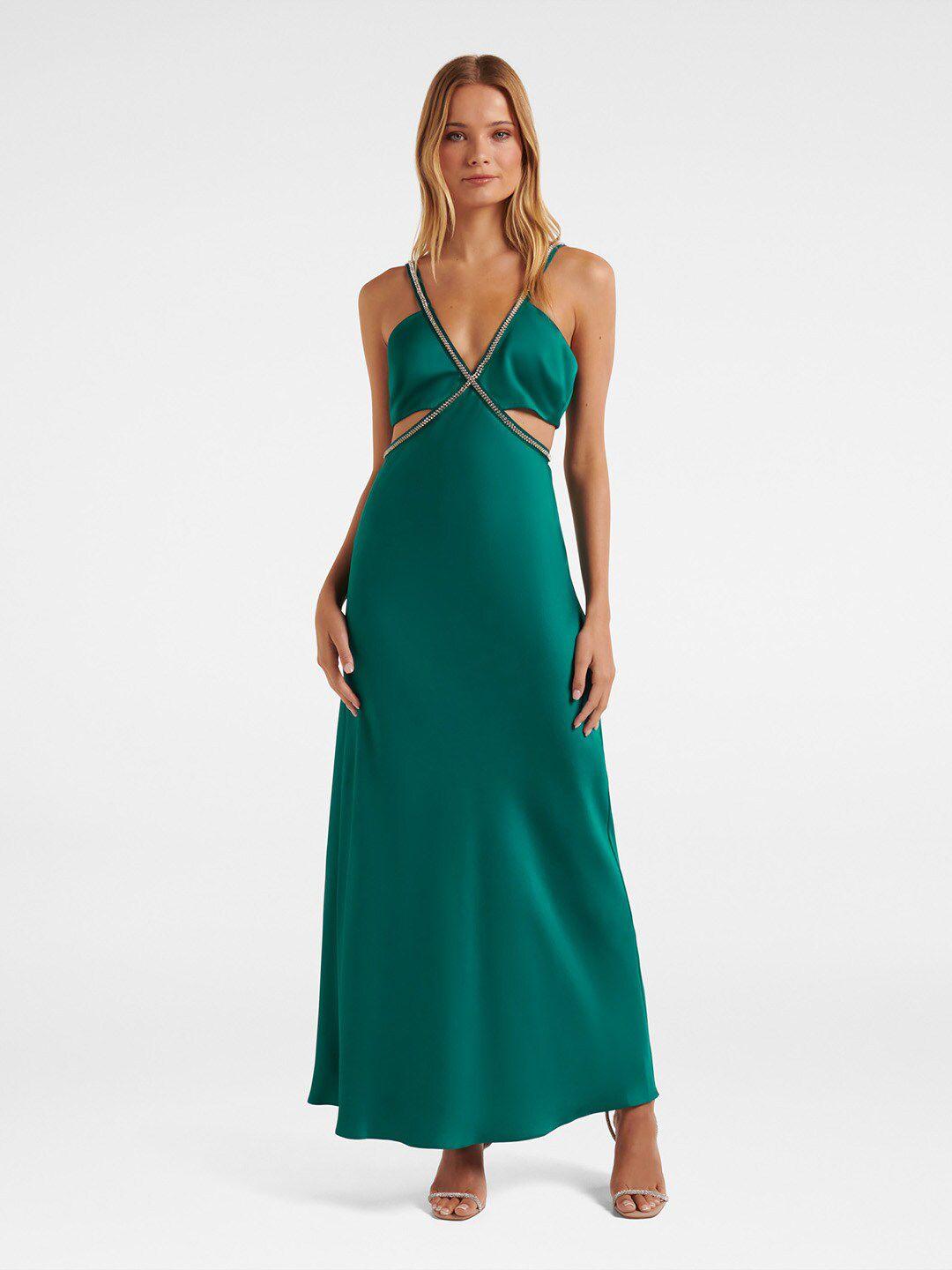 forever new green satin maxi dress