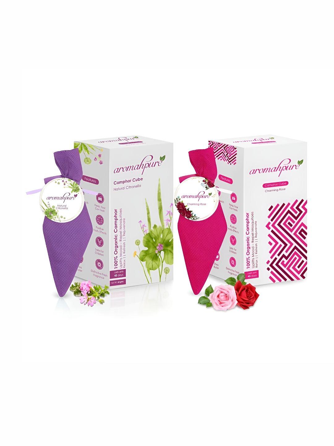 aromahpure pink & purple 2 pieces rose & natural citronella camphor cube home fragrances