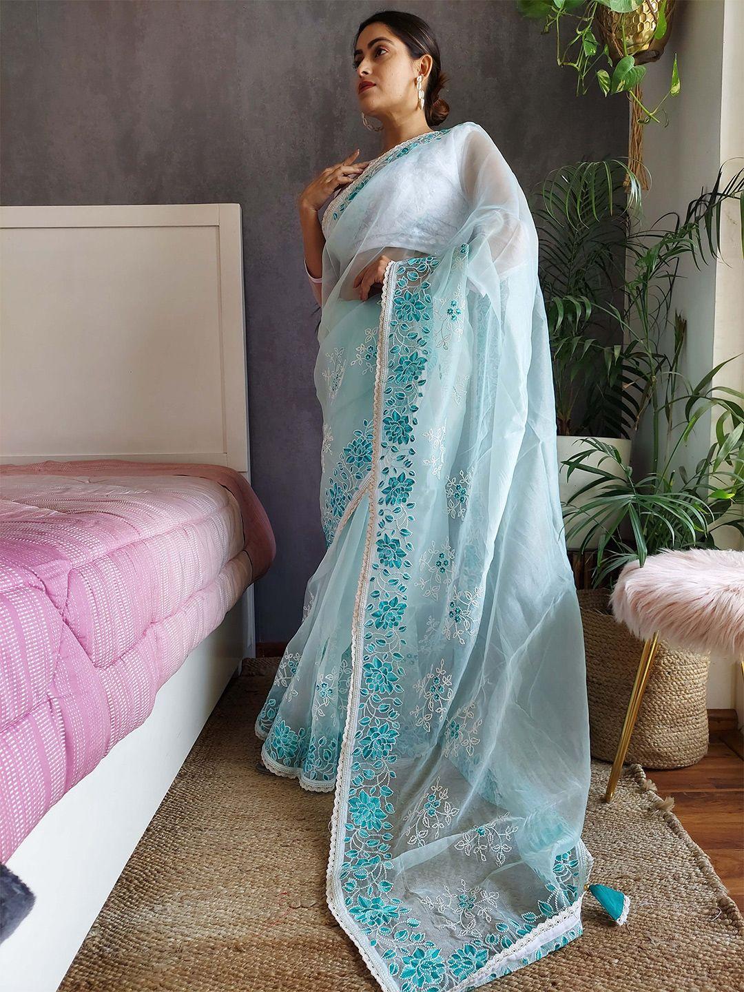 stylefables floral embroidered saree