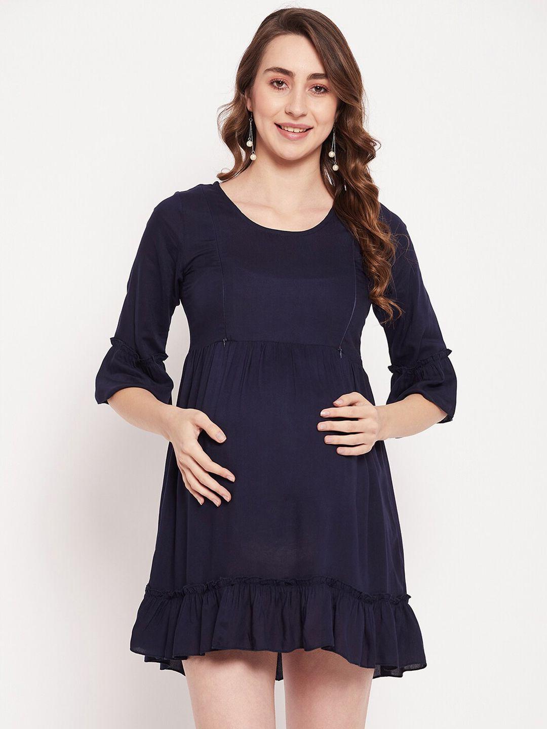 kalini blue maternity fit & flare dress