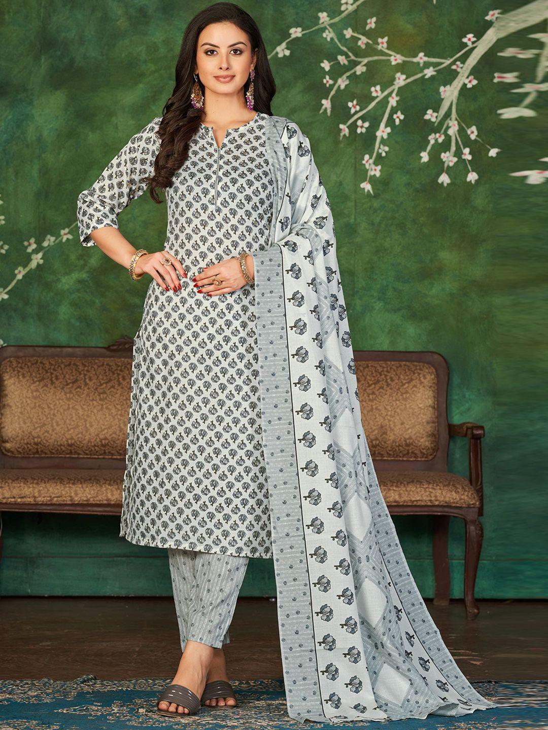 kalini floral printed straight kurta with trousers & dupatta