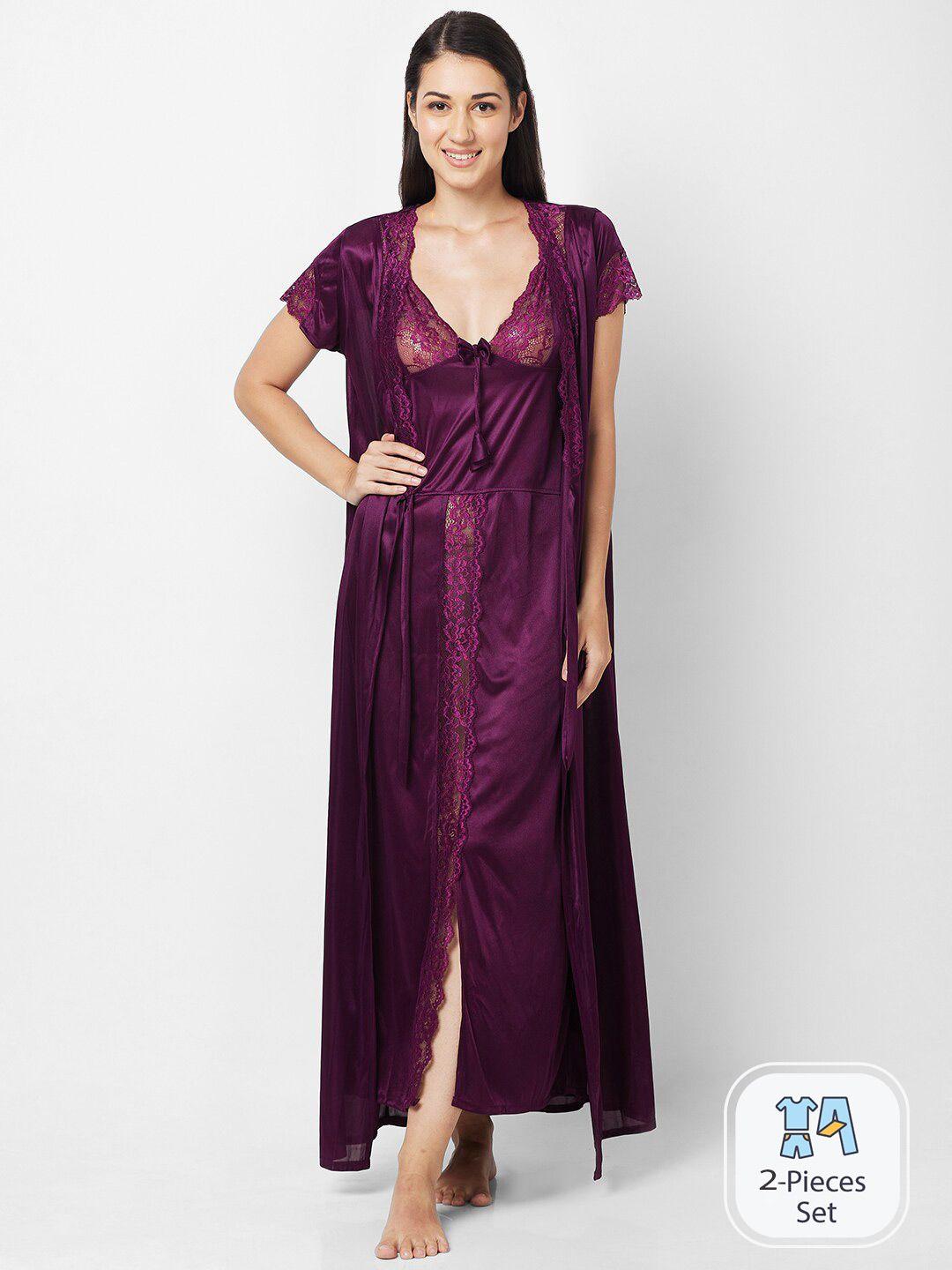 noira self designed shoulder straps satin nightdress