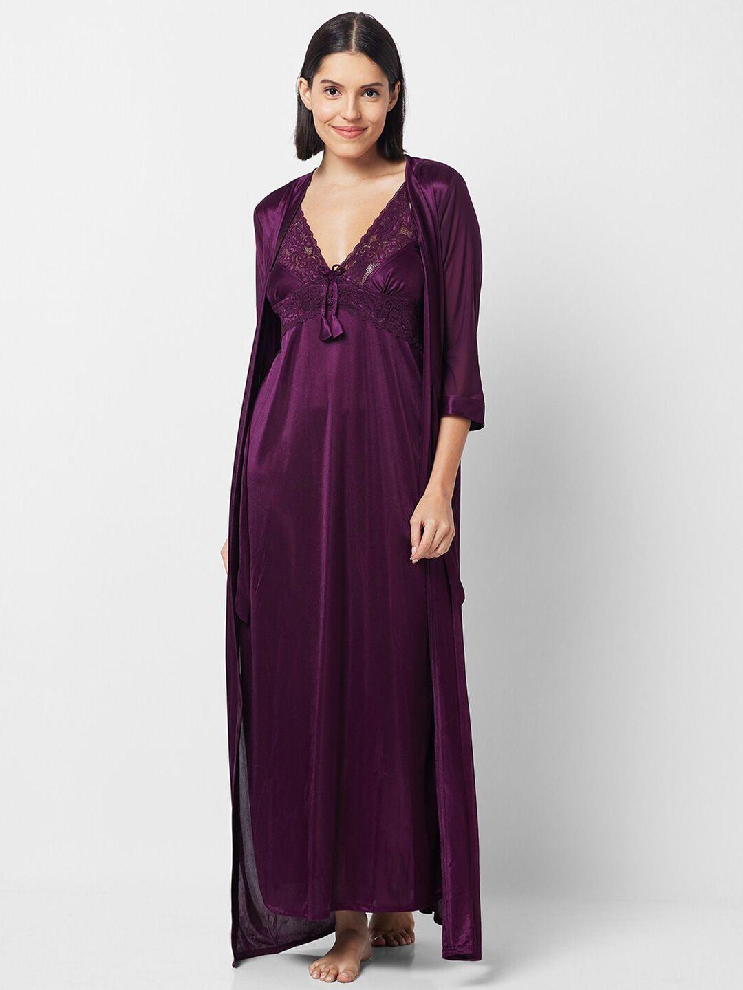 noira self design sleeveless nightdress & robe