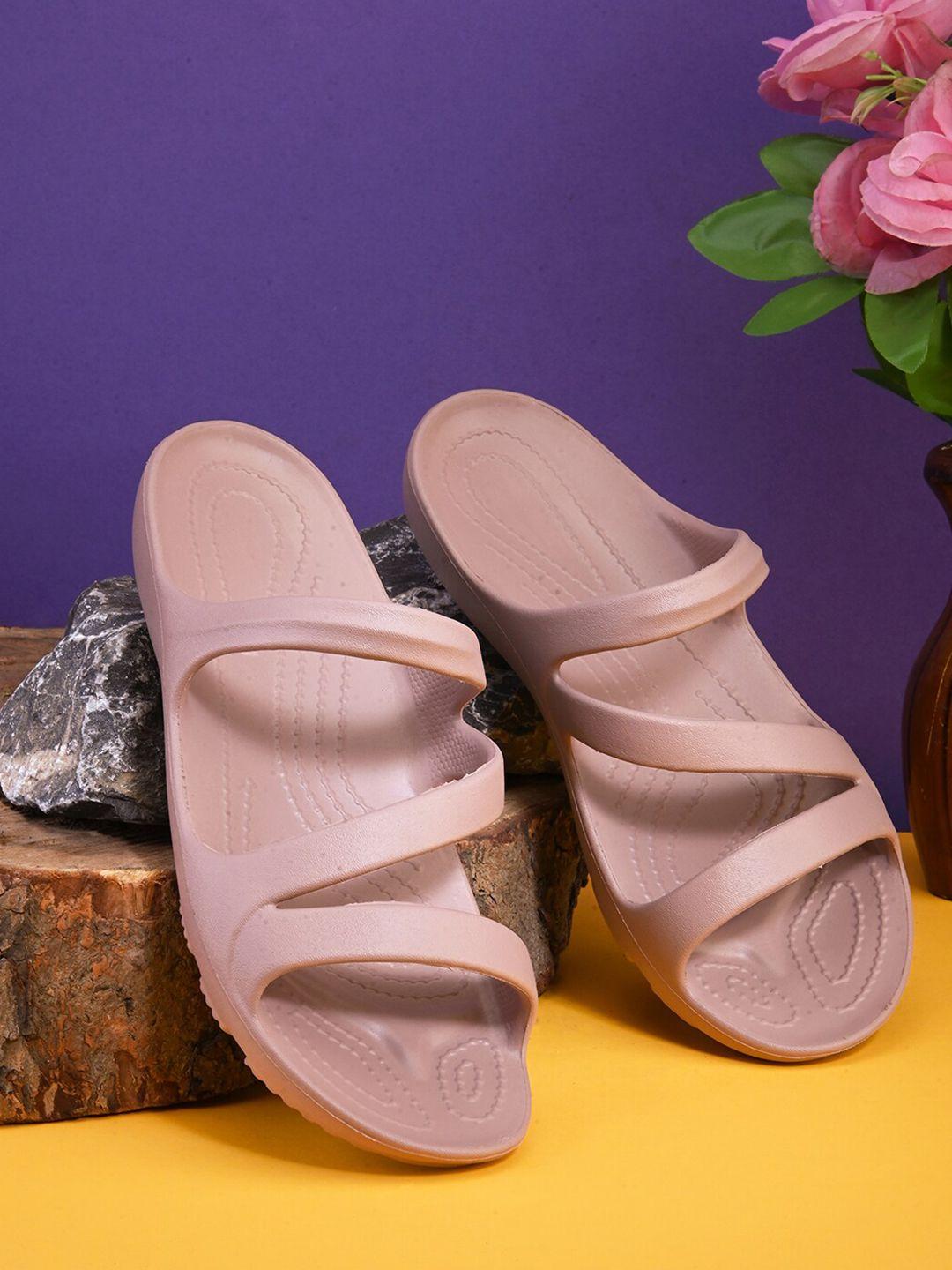 hrx by hrithik roshan women peach-coloured textured sliders