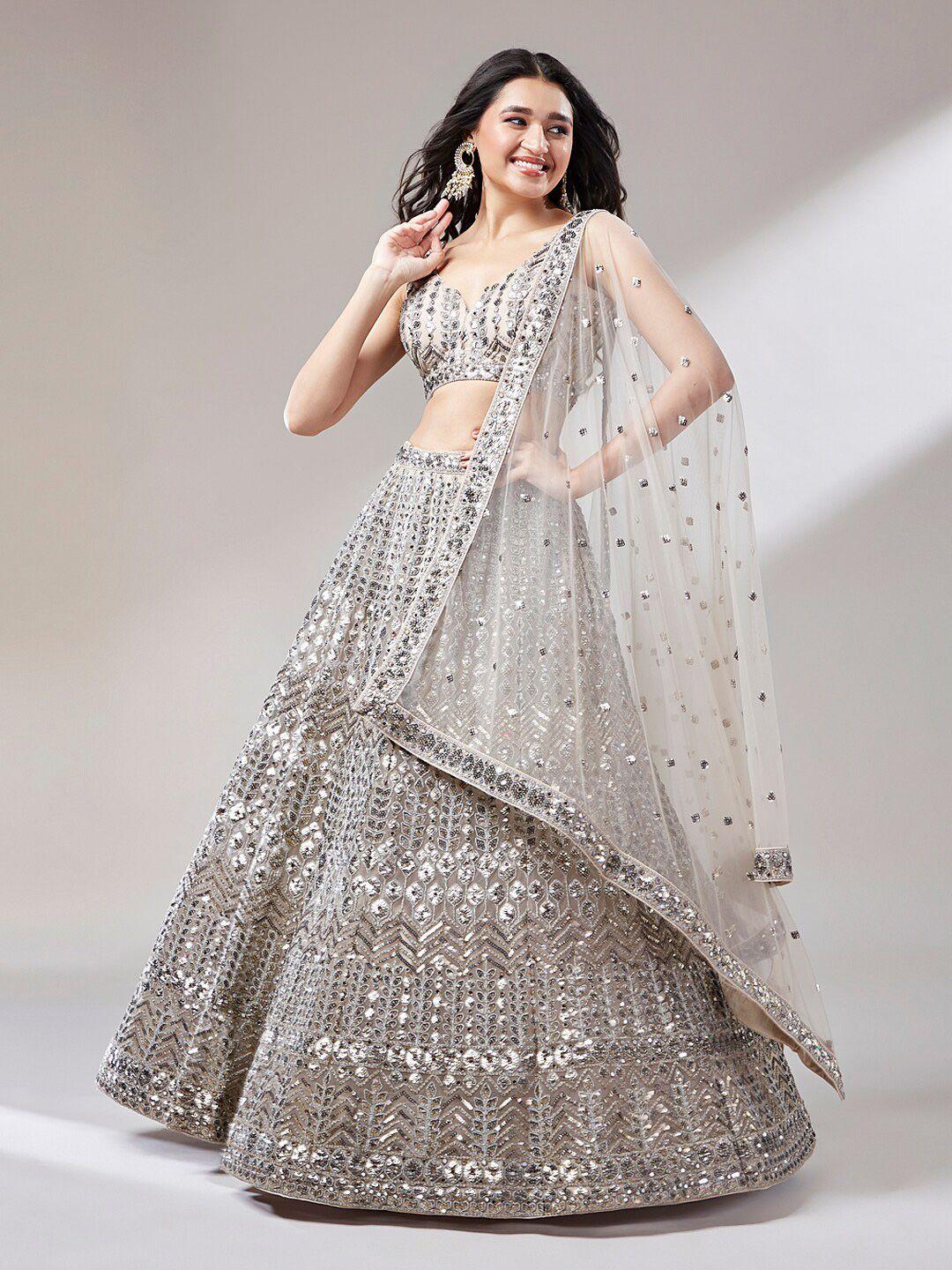 vaani creation embroidered semi-stitched lehenga & unstitched blouse with dupatta