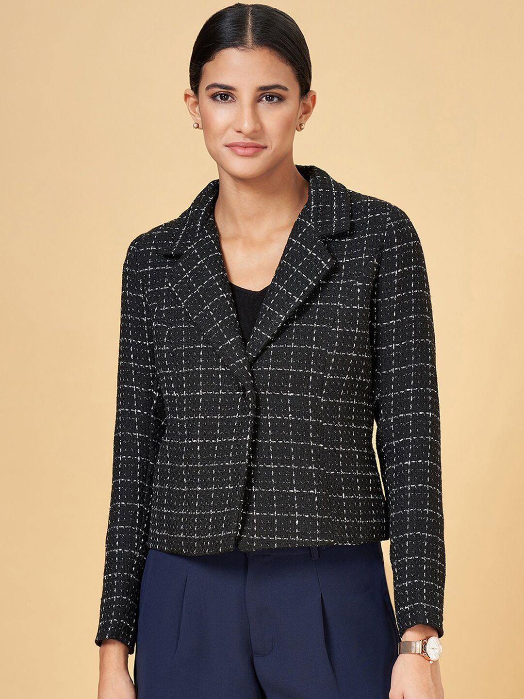 annabelle by pantaloons checked lapel collar tailored jacket