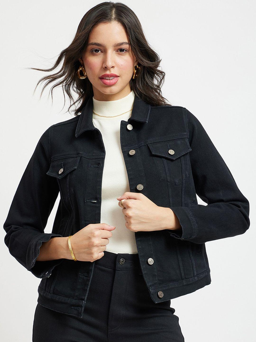 fablestreet spread collar cotton denim jacket