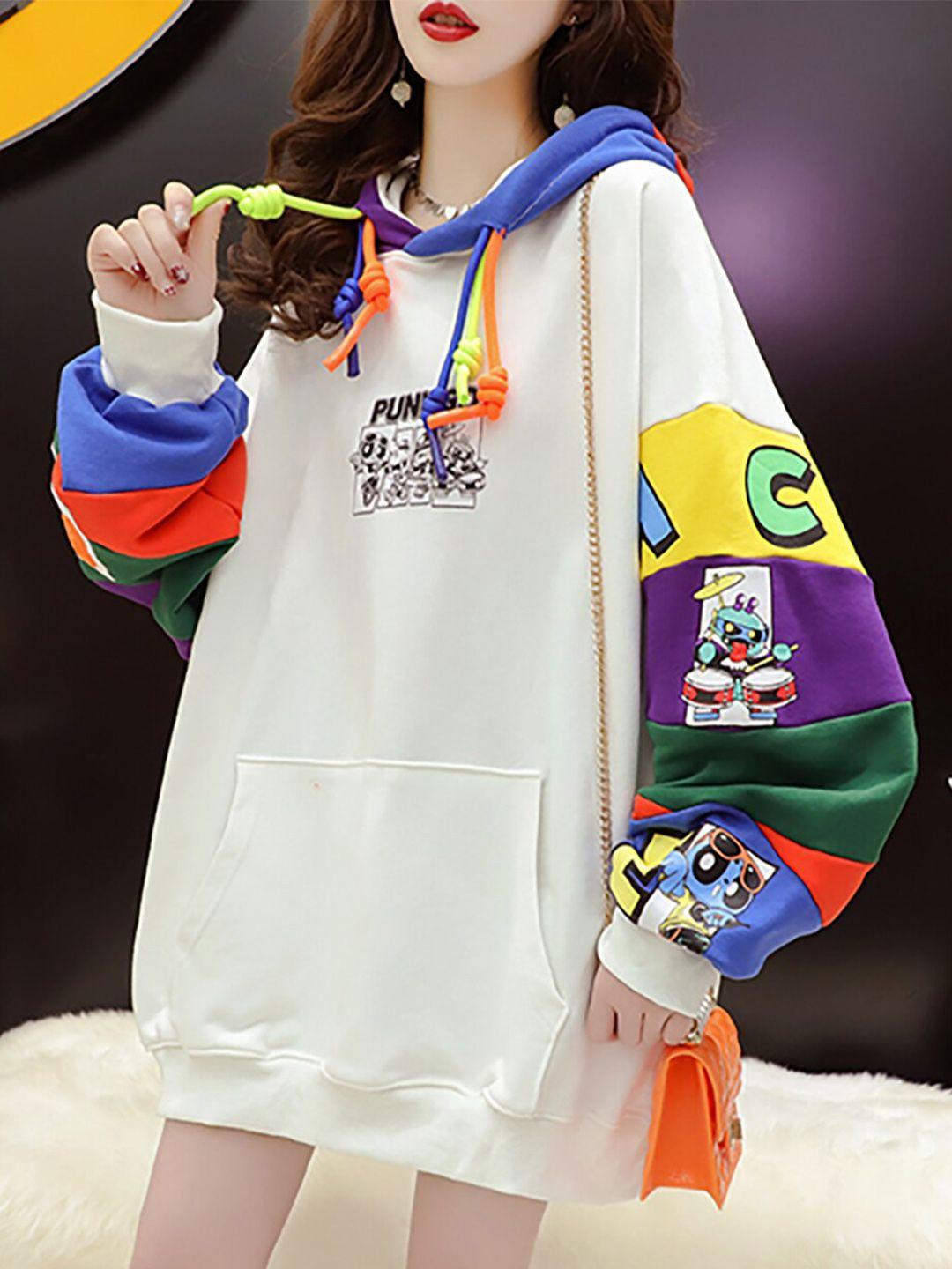 jc mode graphic printed hooded pullover sweatshirt