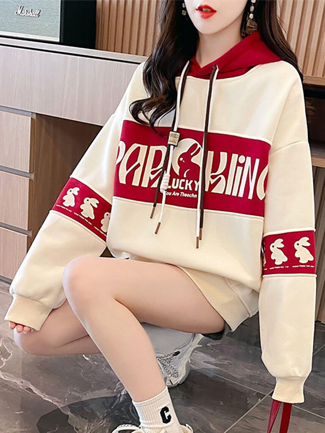 jc mode graphic printed hooded cotton pullover