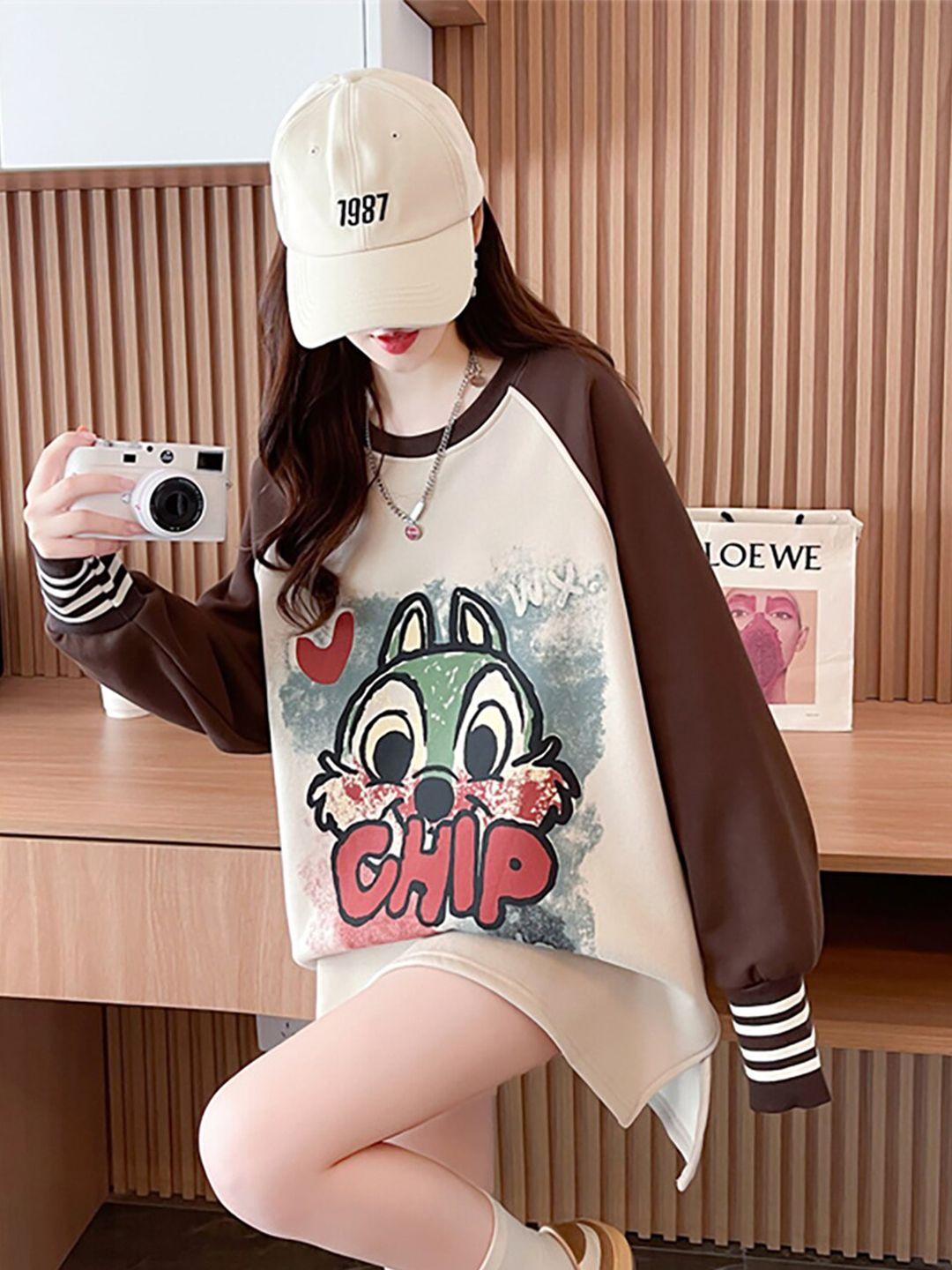 jc mode graphic printed longline pullover sweatshirt