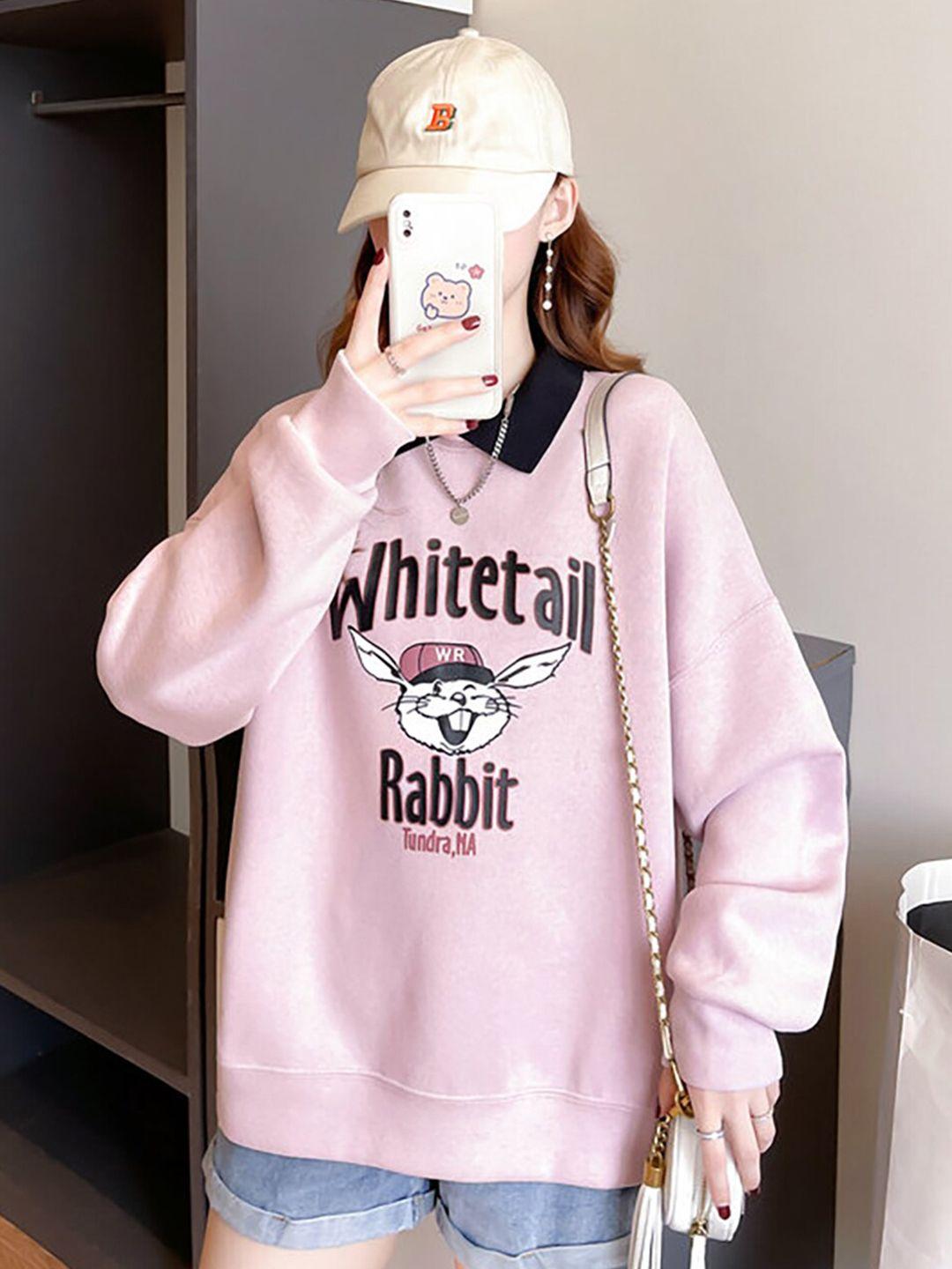 jc mode typography printed shirt collar long drop-shoulder sleeve pullover sweatshirt