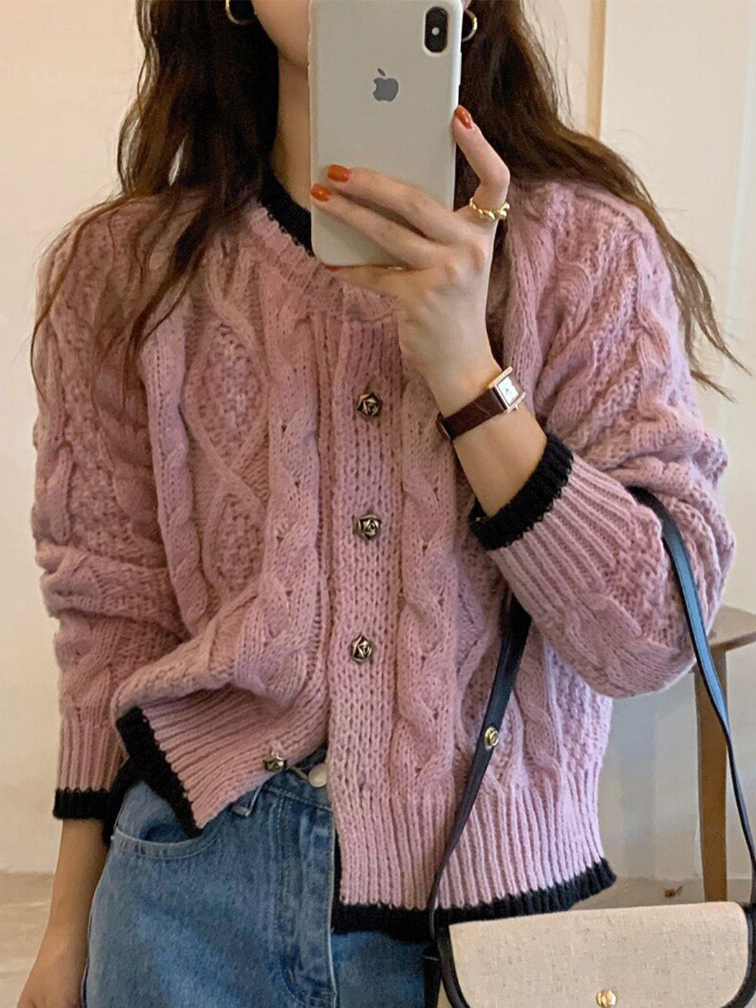 jc mode cable knit crop cardigan