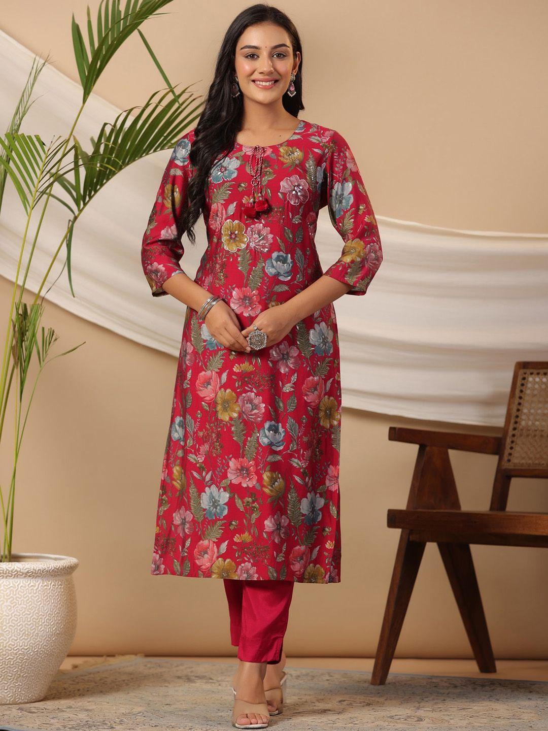 piroh floral printed kurta with trousers