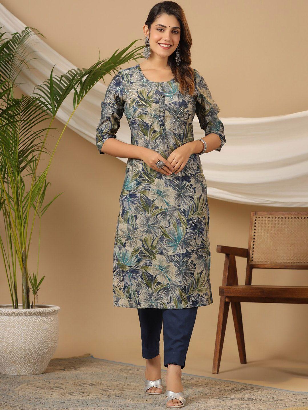 piroh floral printed kurta with trousers