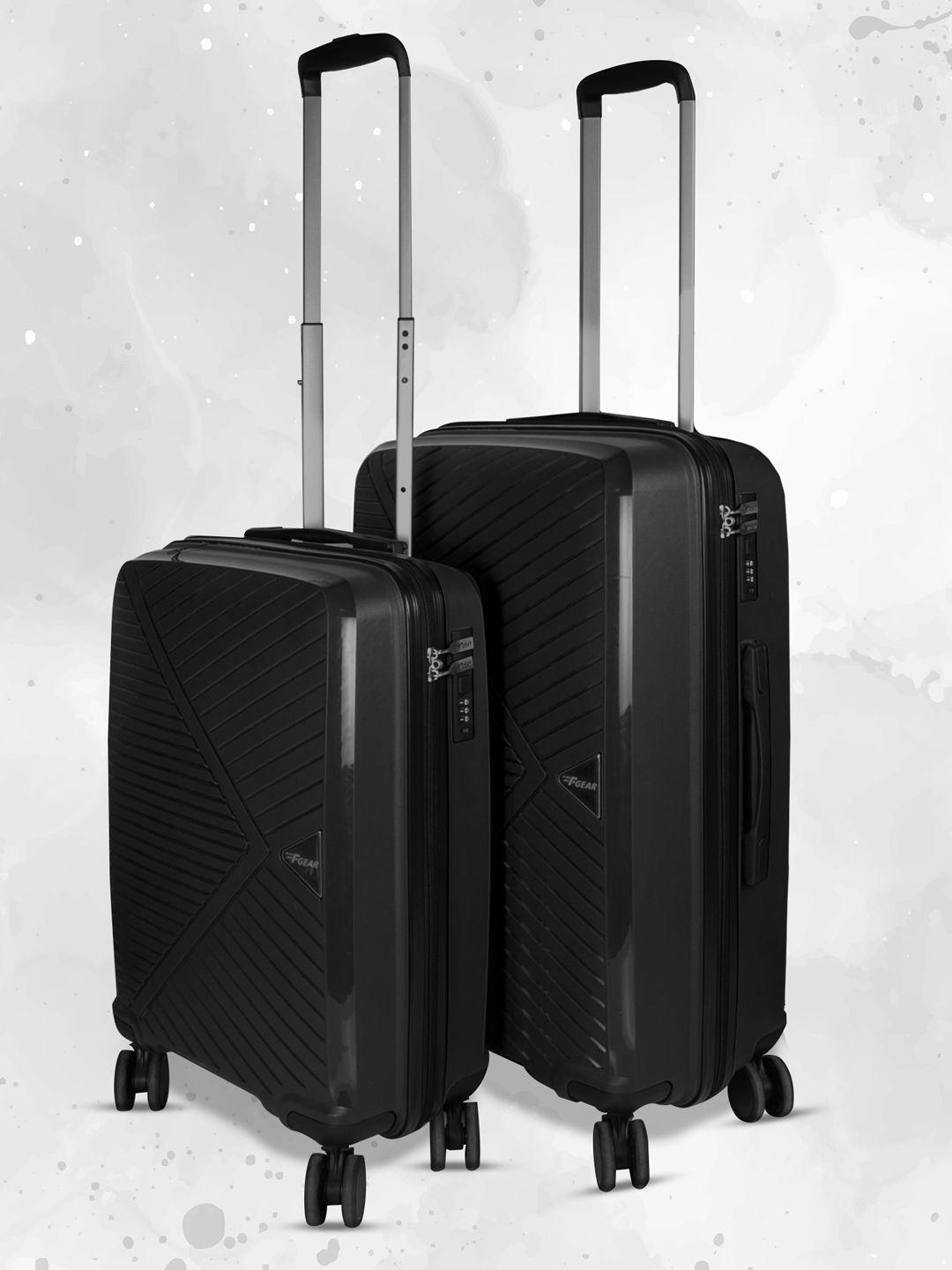 f gear set of 2 textured hard-sided lightweight trolley suitcase