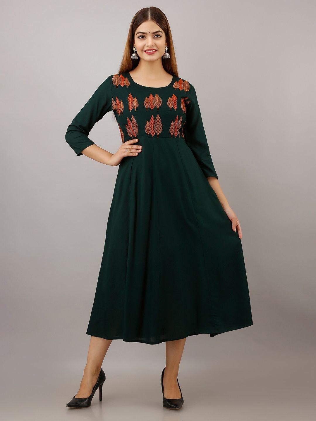 shoolin ethnic motifs embroidered fit-flare ethnic dresses