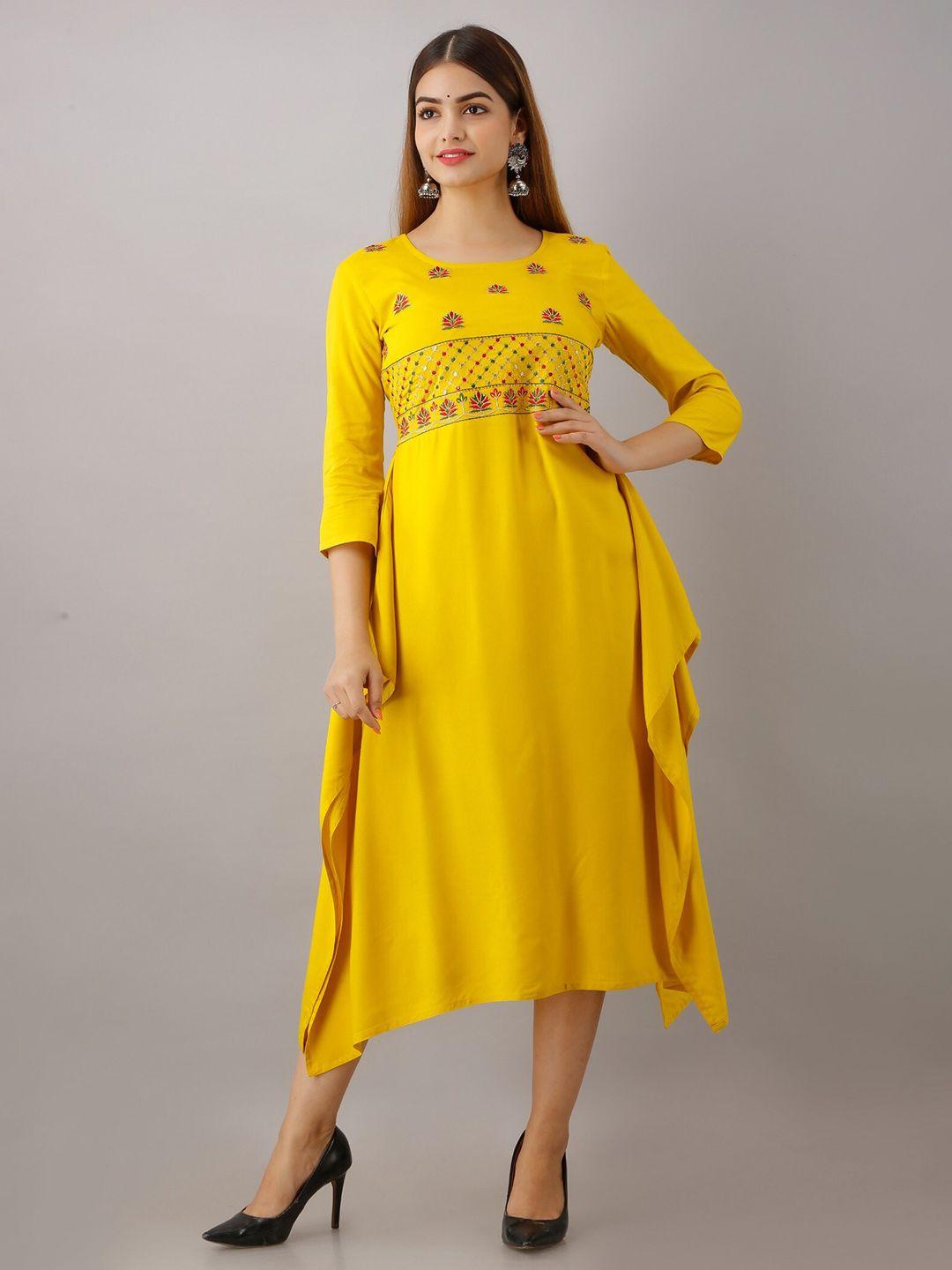 shoolin ethnic motifs embroidered a-line midi dress