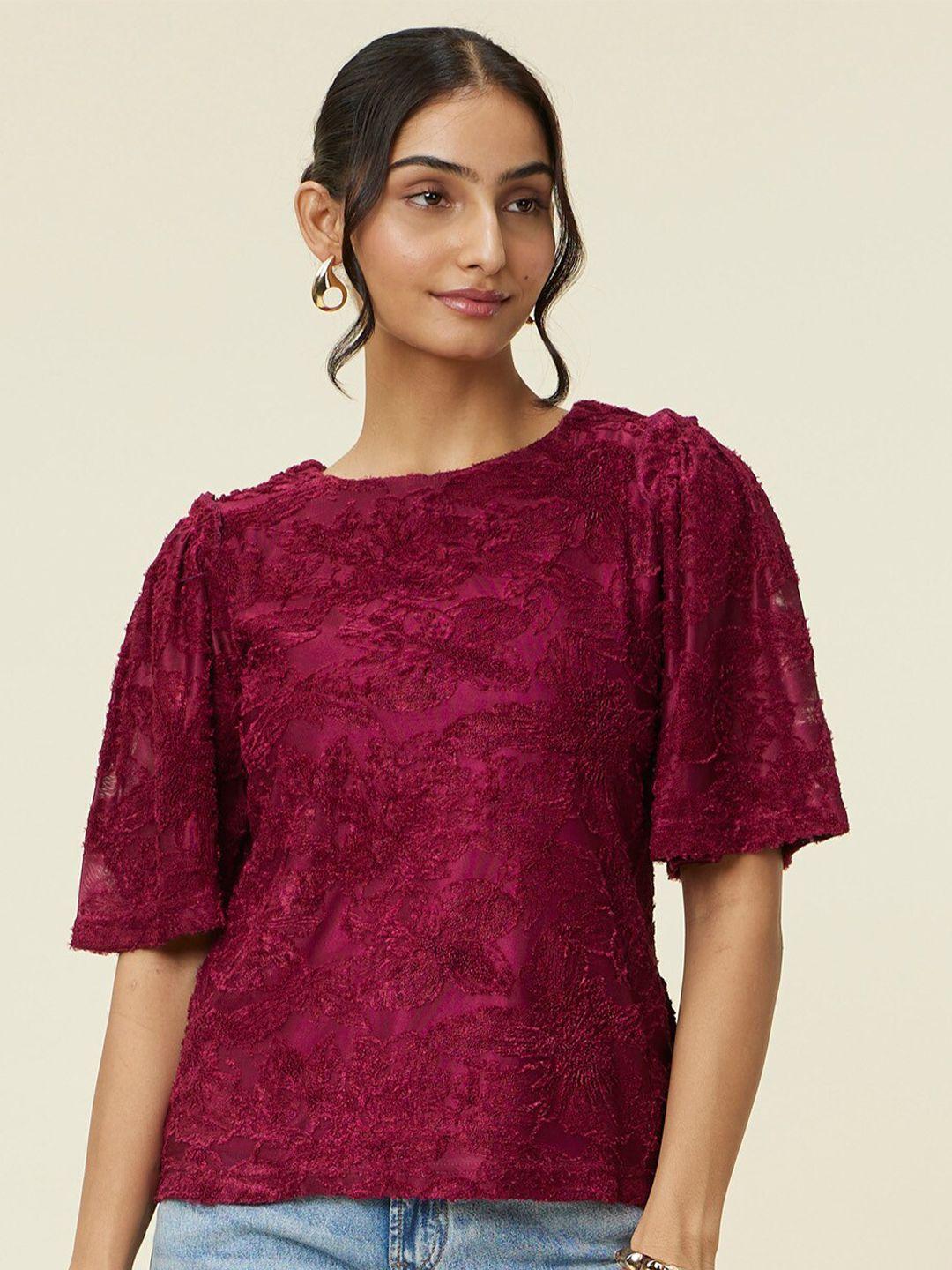 emmyrobe maroon embellished flared sleeve top