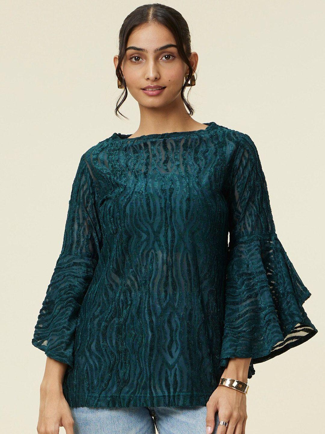 emmyrobe green embellished bell sleeve top