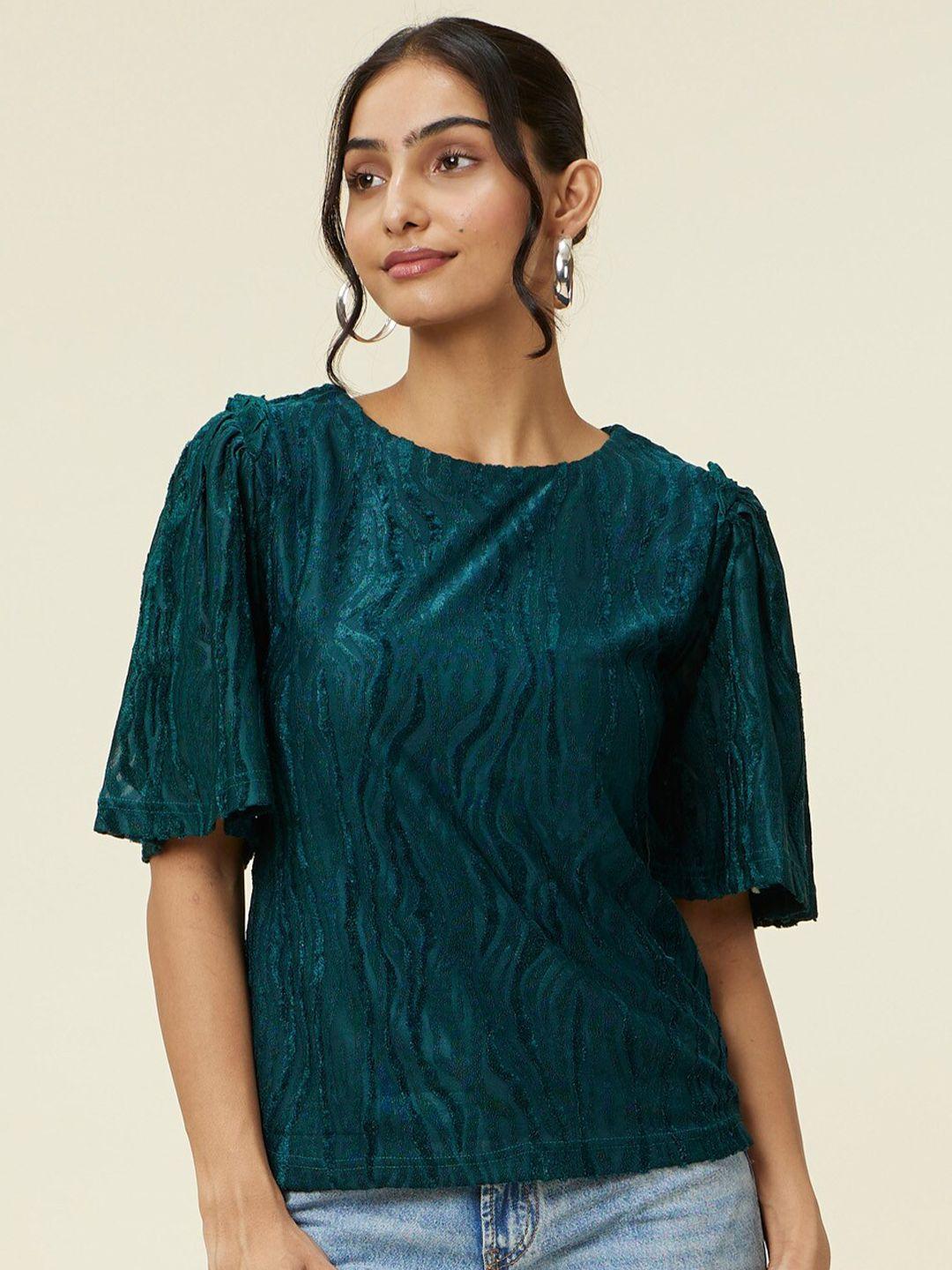 emmyrobe green embellished flared sleeve top