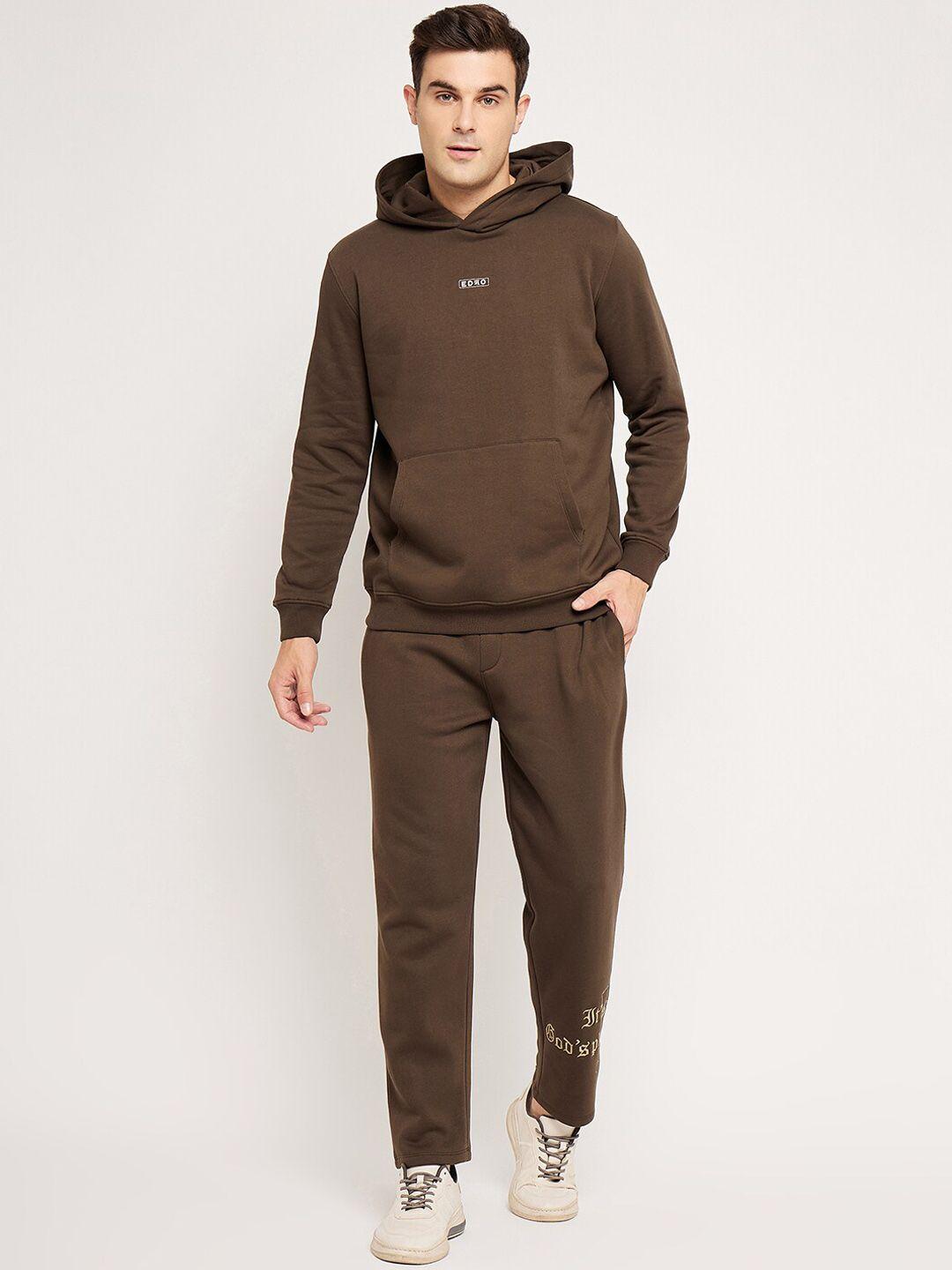 edrio hooded kangaroo pocket relaxed fit mid-rise tracksuit