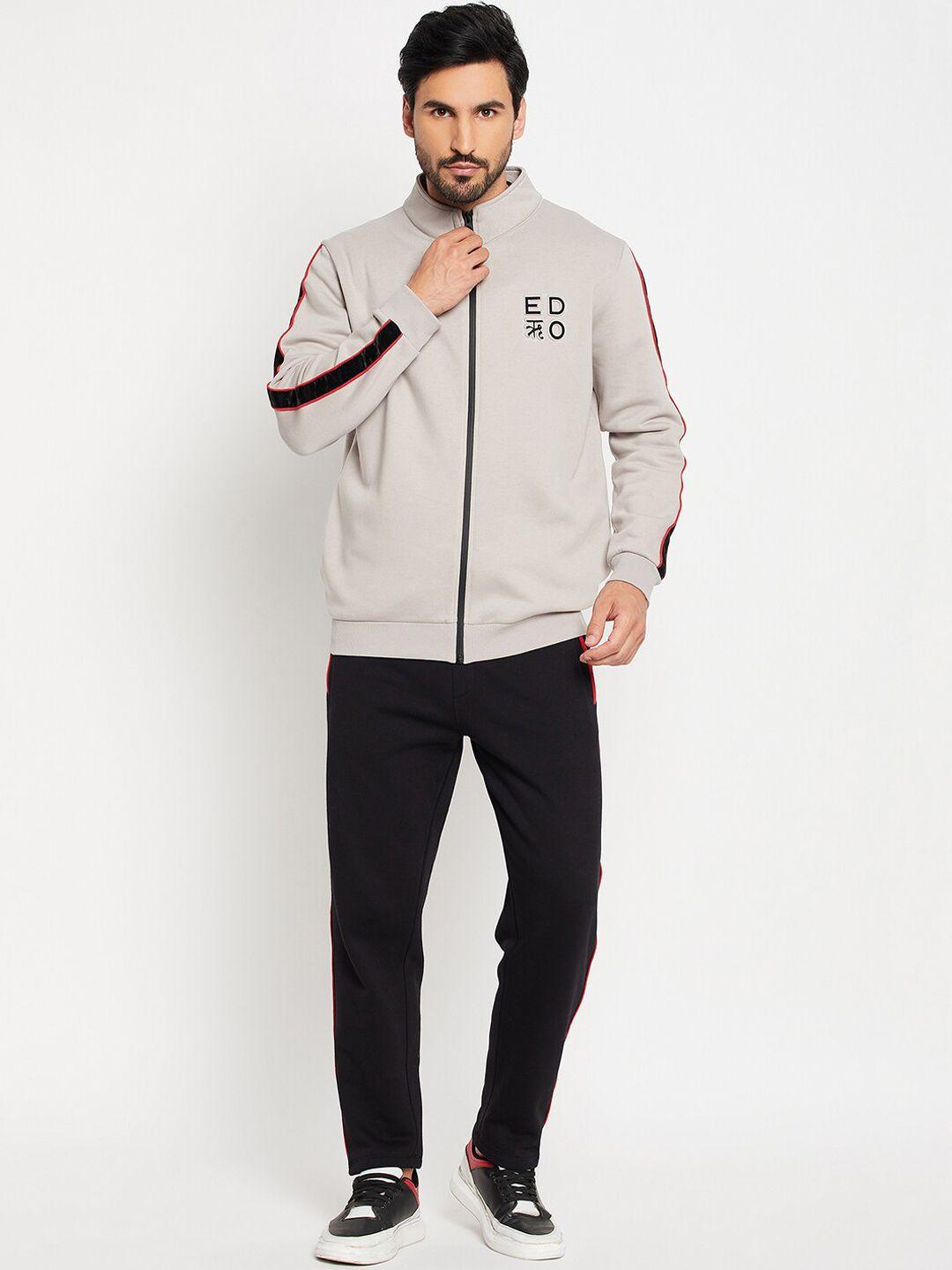 edrio men embossed tracksuits with velvet accents