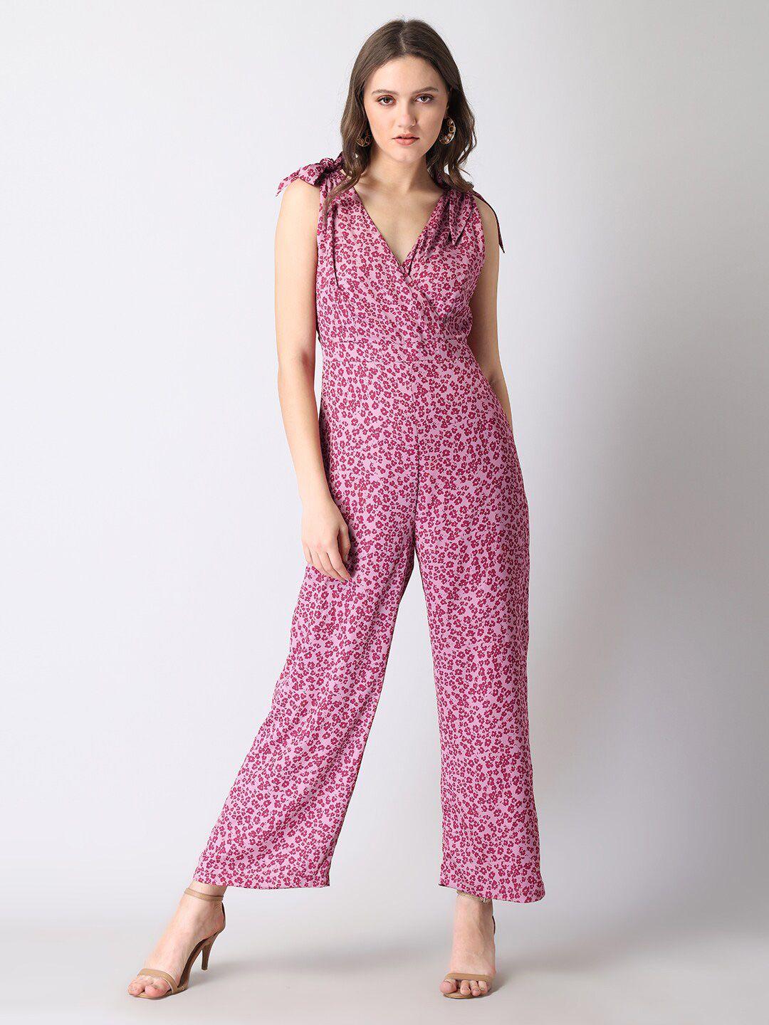 faballey pink printed basic jumpsuit