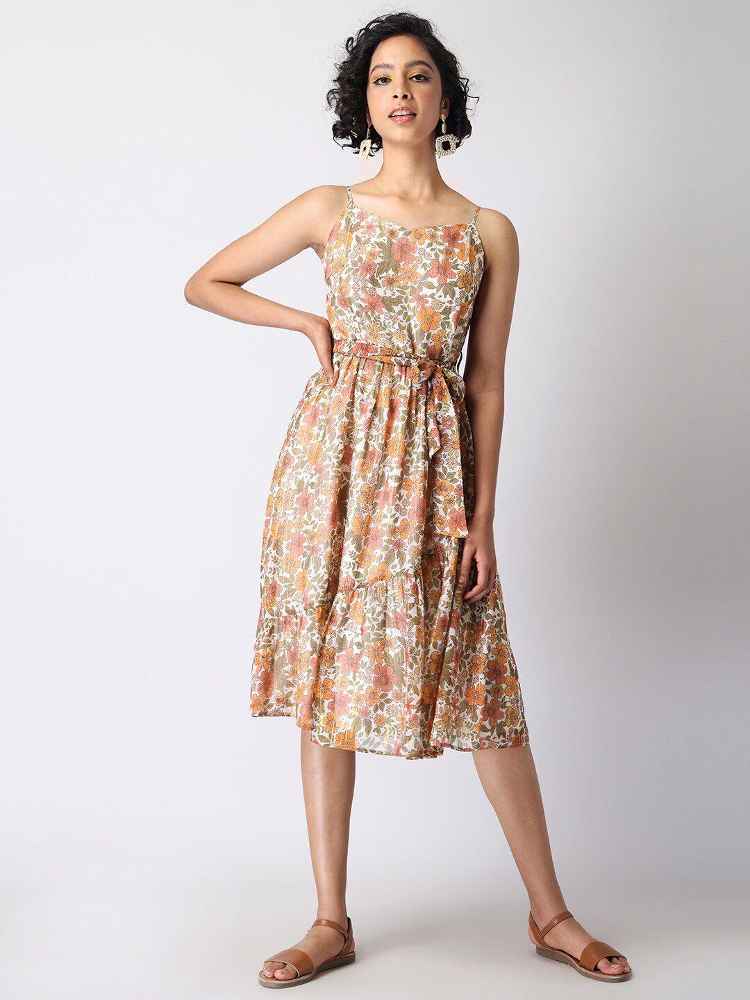 faballey multicoloured print georgette midi dress