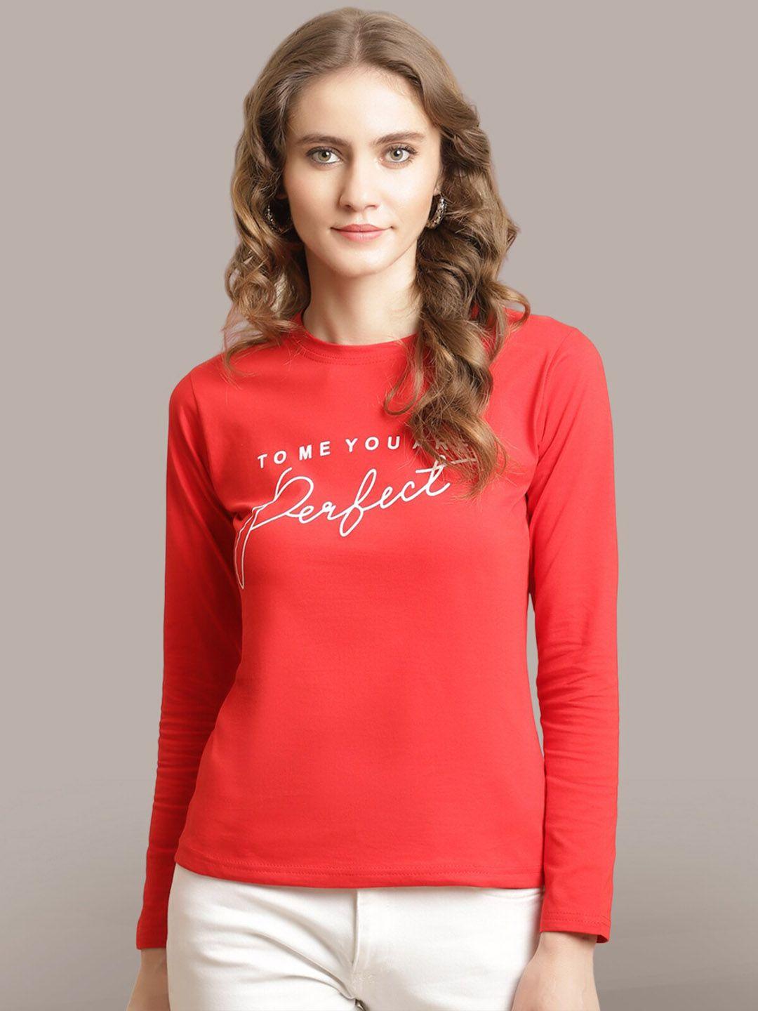 baesd women red colourblocked t-shirt