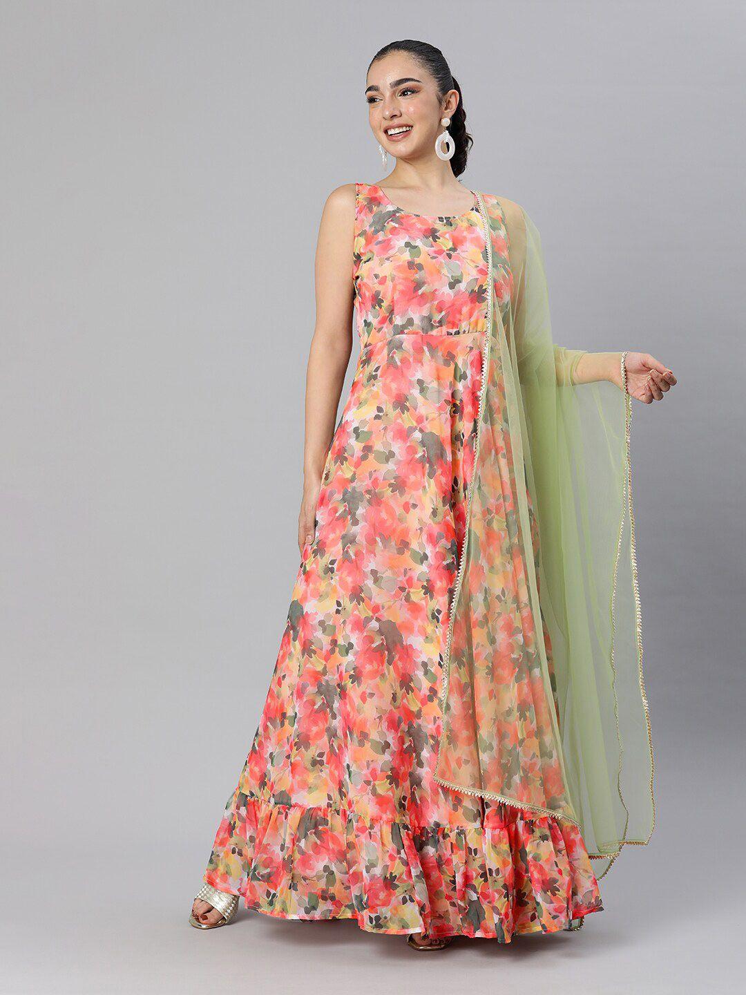 vinya pink georgette dress