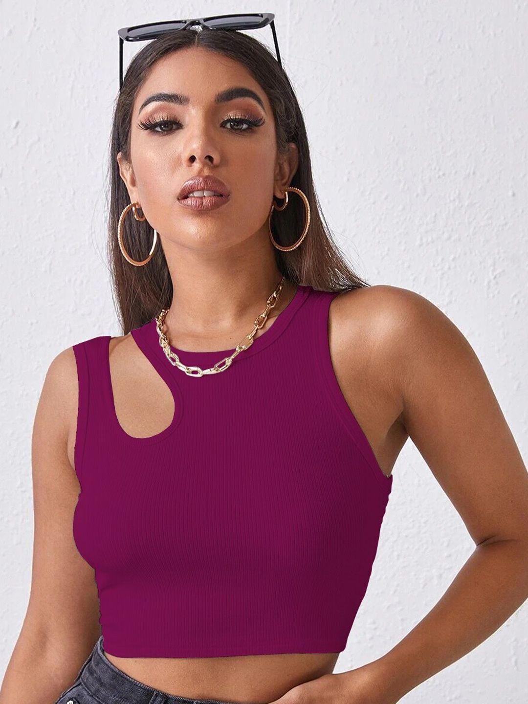 baesd magenta sheen tank crop top