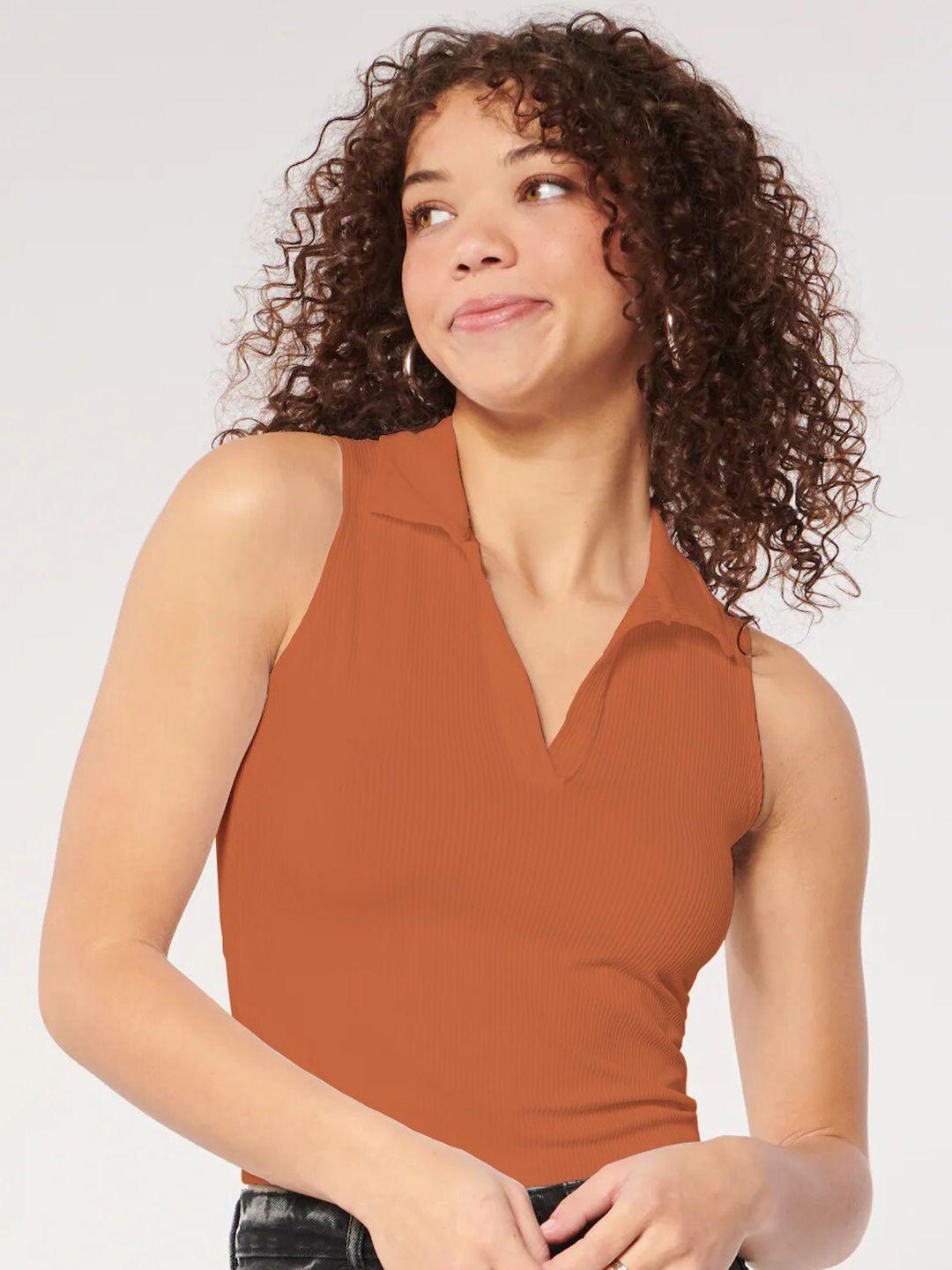 baesd orange sheen tank crop top