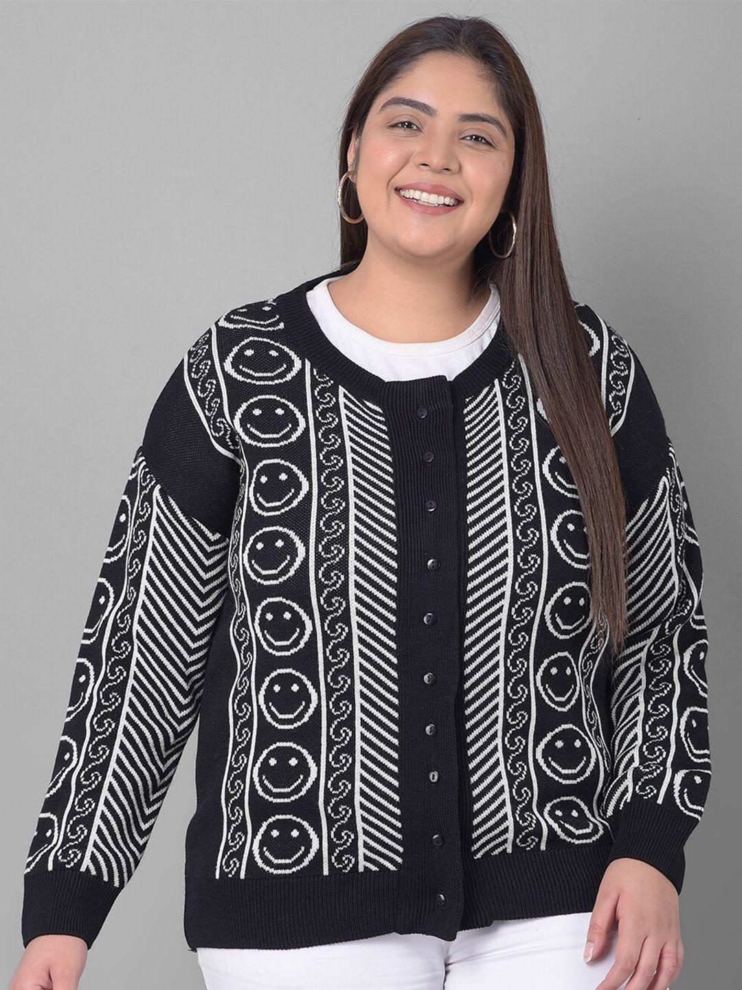 club york women black printed cardigan