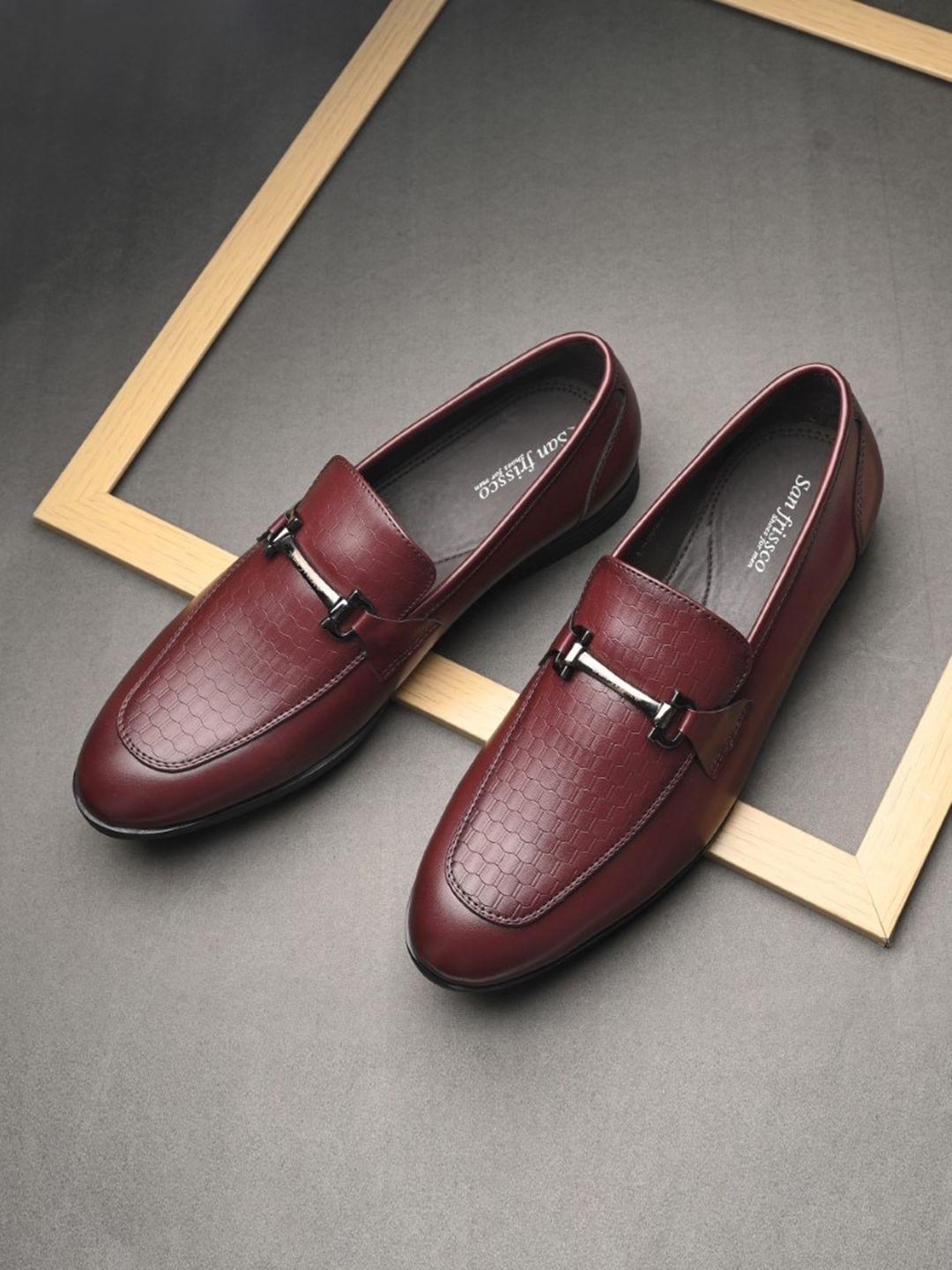 san frissco men textured formal horsebit loafers