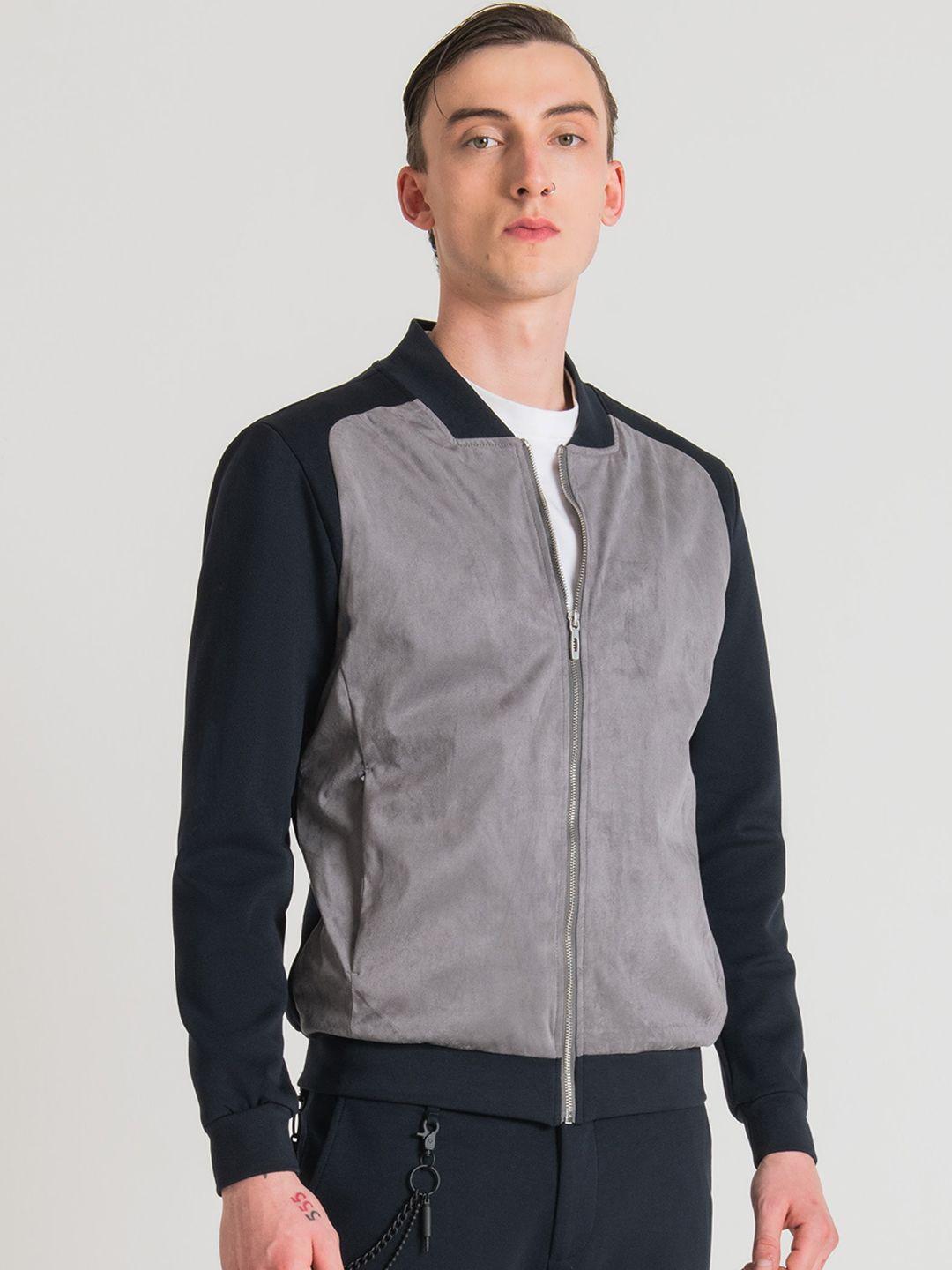 antony morato colourblocked mock collar bomber jacket