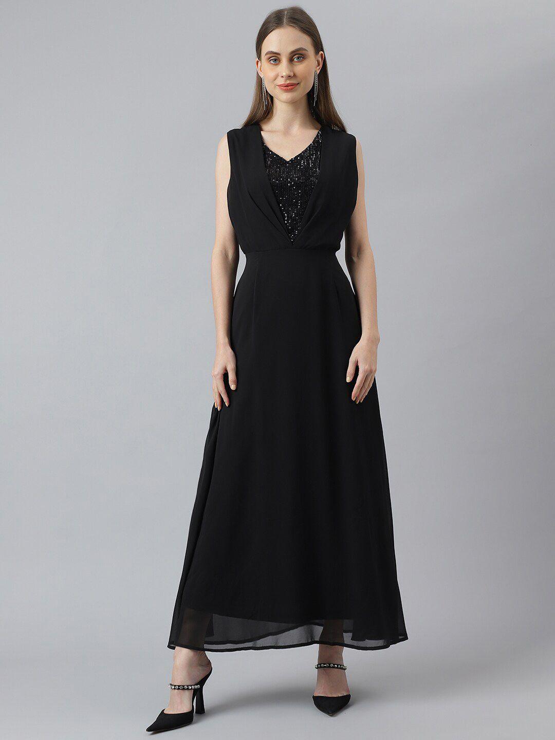 latin quarters v-neck sequinned maxi dress