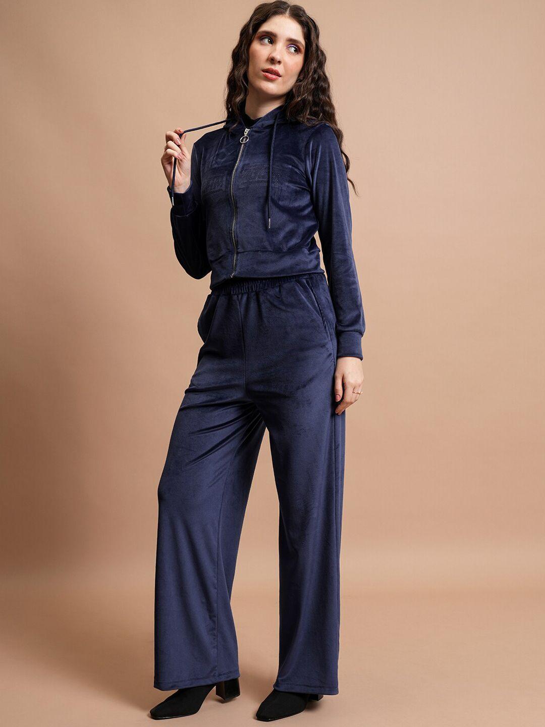 tokyo talkies solid sweatshirt & trousers co-ords