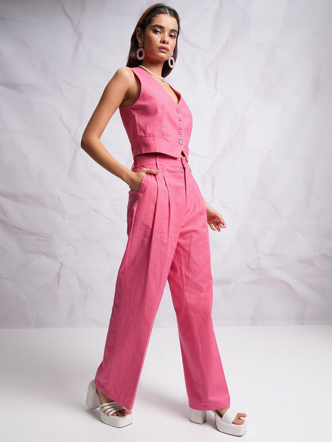 tokyo talkies cropped waistcoat & trousers co-ord