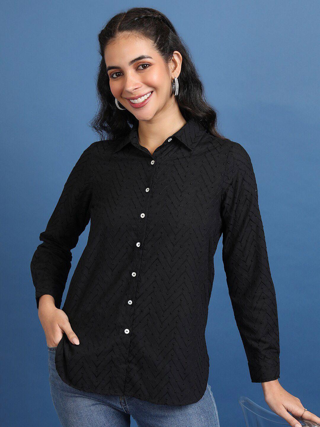 vishudh women black casual shirt