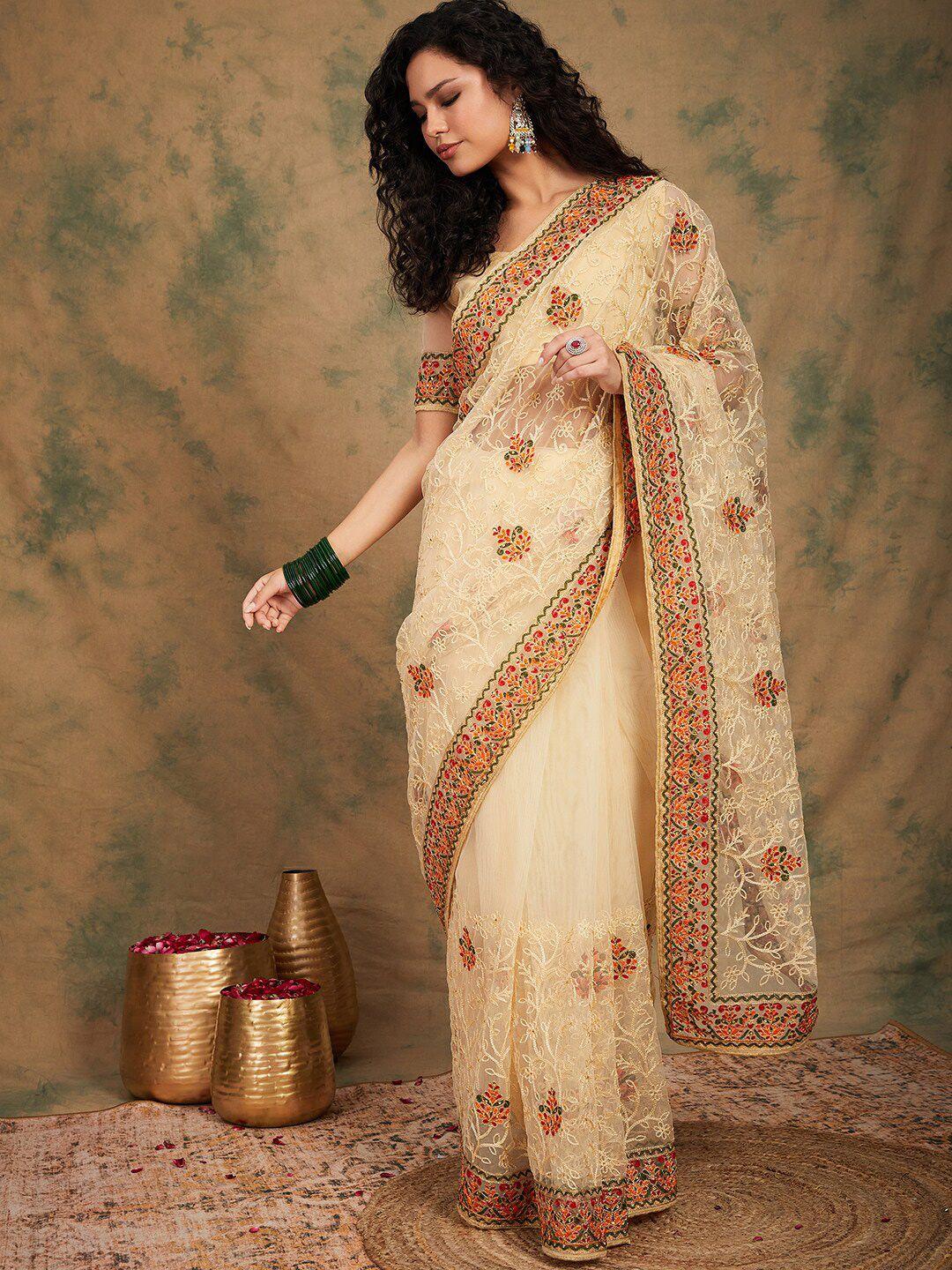 sangria embroidered sarees with blouse