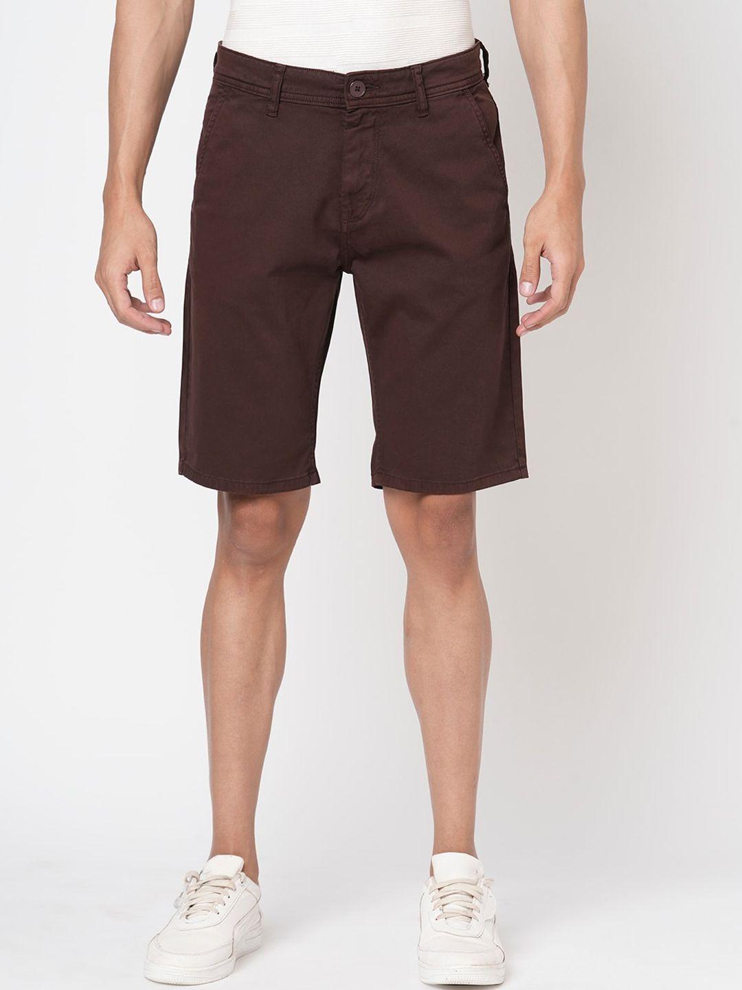 mast & harbour men coffee brown slim fit low-rise shorts