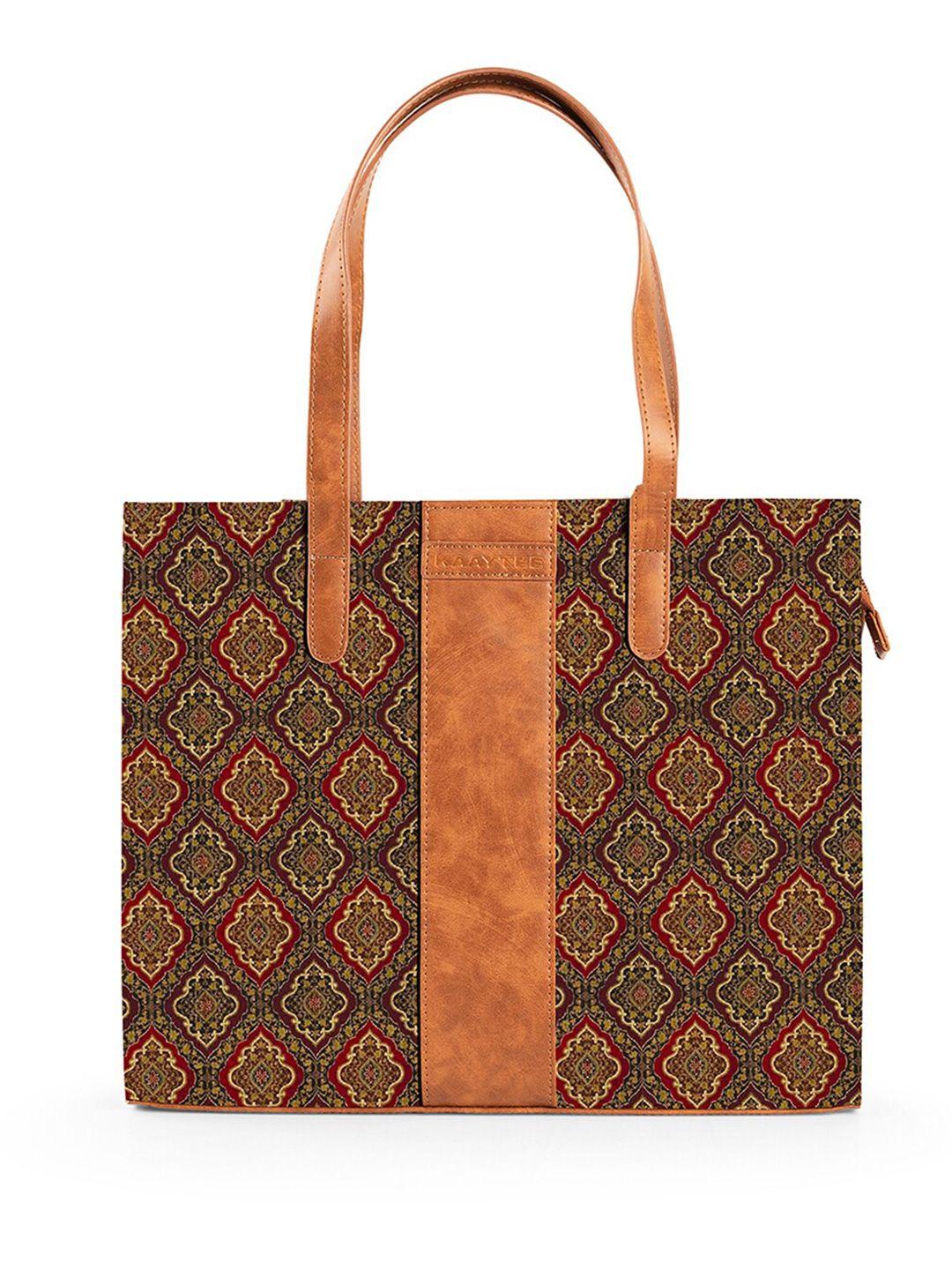 kaaytee women multicoloured printed jute laptop bag