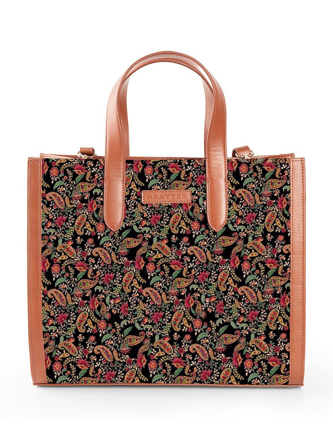 kaaytee women multicoloured printed jute laptop bag