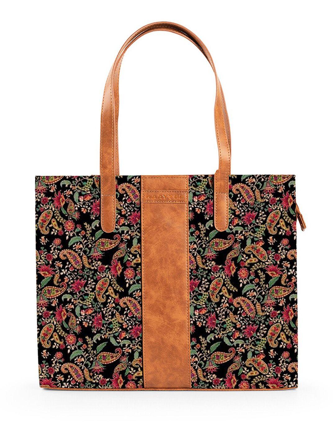 kaaytee women multicoloured printed jute laptop bag