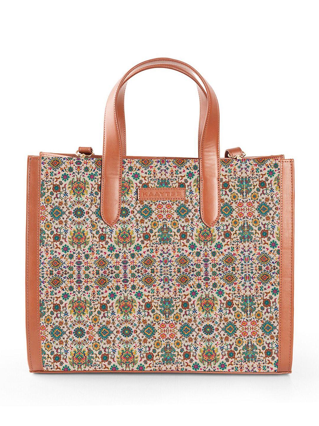 kaaytee women multicoloured printed jute laptop bag