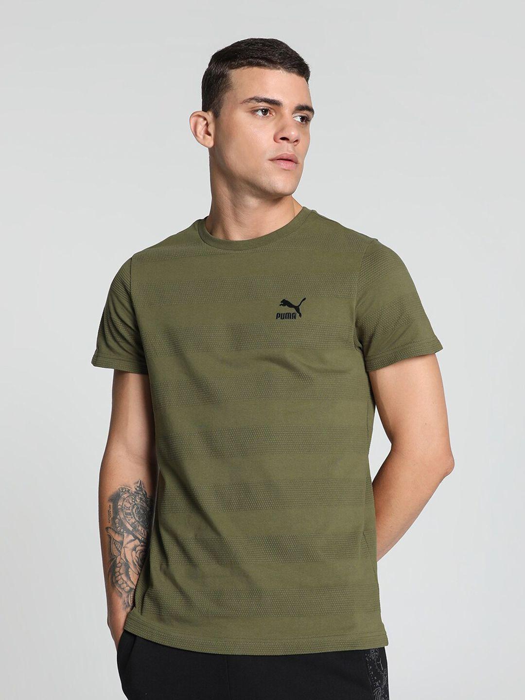 puma classics jacquard striped cotton t-shirt