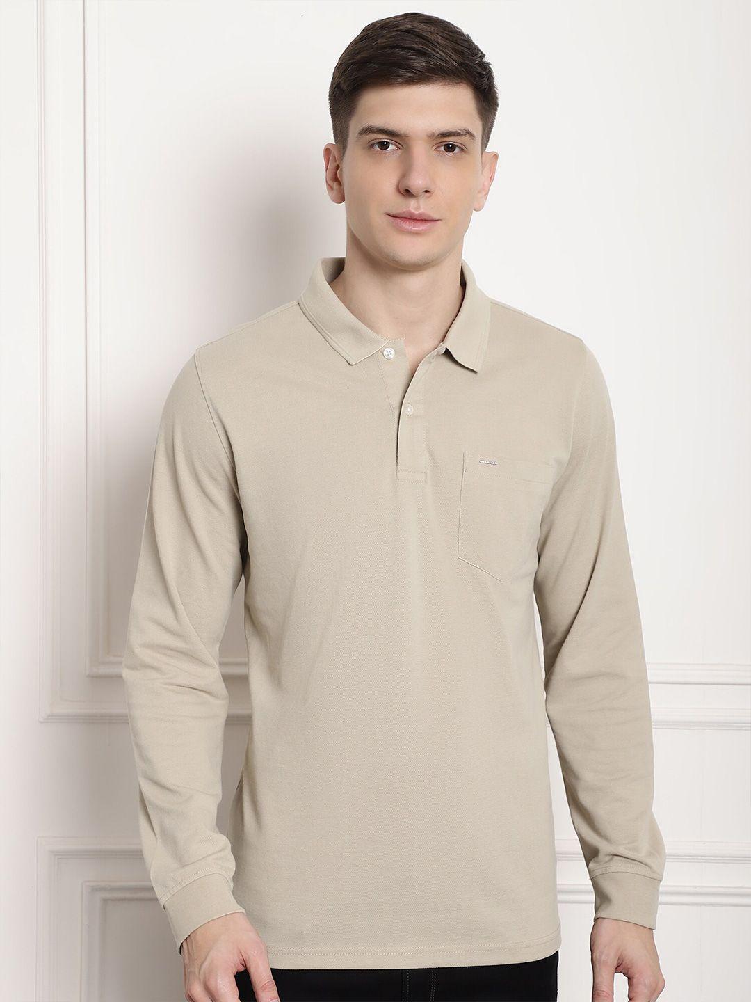 confidence polo collar long sleeves cotton t-shirt