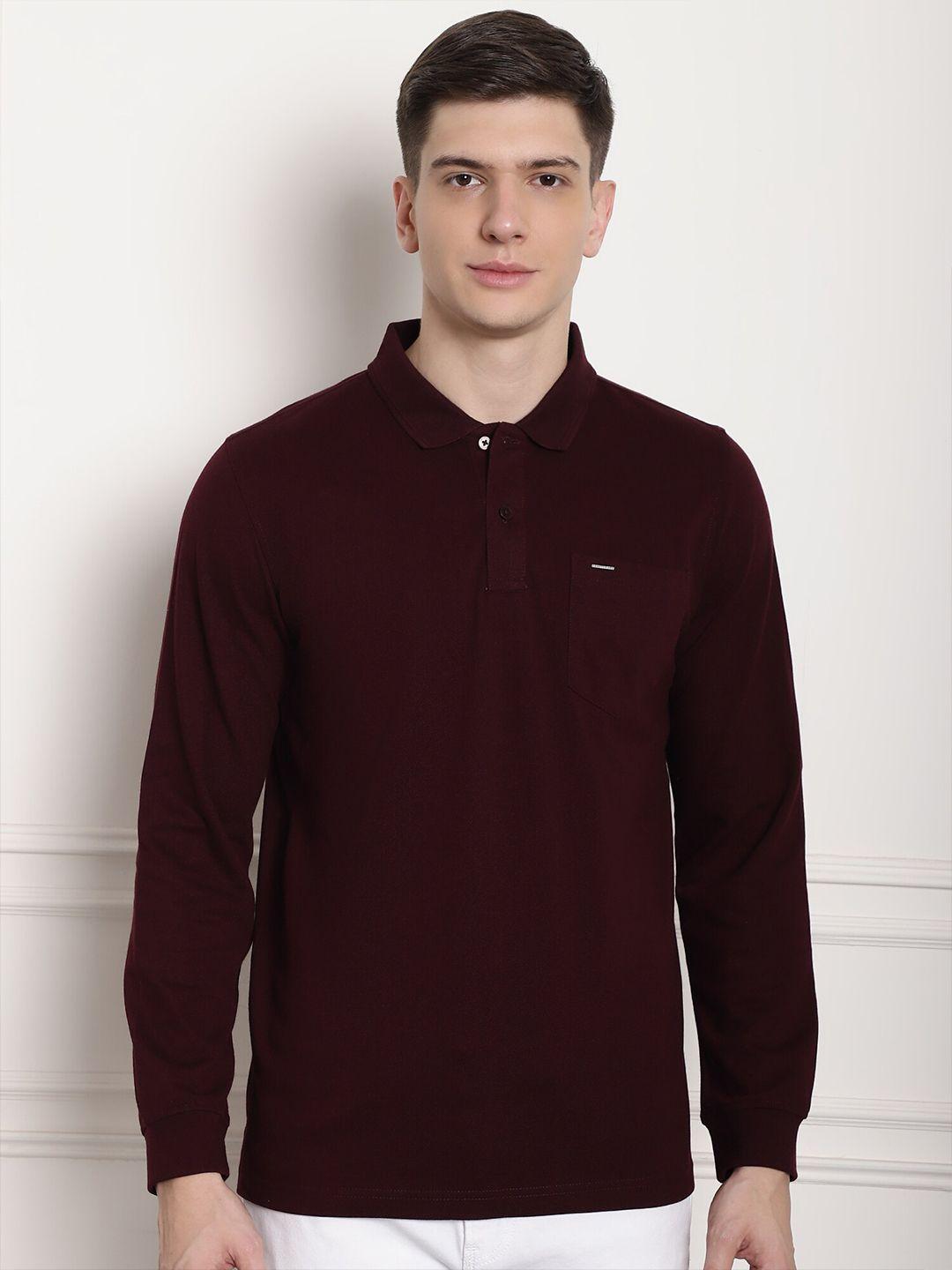 confidence polo collar long sleeves cotton t-shirt